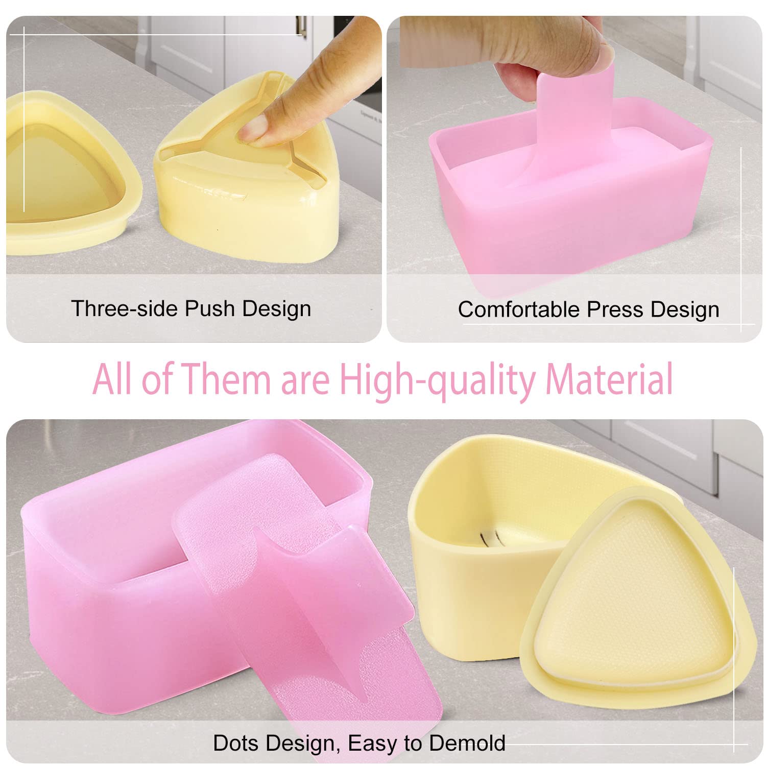 Onigiri Mold, 3 Pack Rice Mold Musubi Maker Kit, Musubi Maker Press, Classic Triangle Rice Ball Mold Maker Sushi Mold For Kid Lu