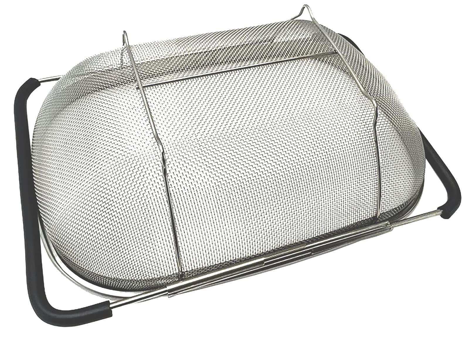 Over The Sink Stainless Steel Oval Colander with Expandable Rubber Grip Handles Strainers  Fine Mesh Strainer Basket Kitchen 6 Quarts Colander for Strain  Drain  Rinse Fruits  Vegetables