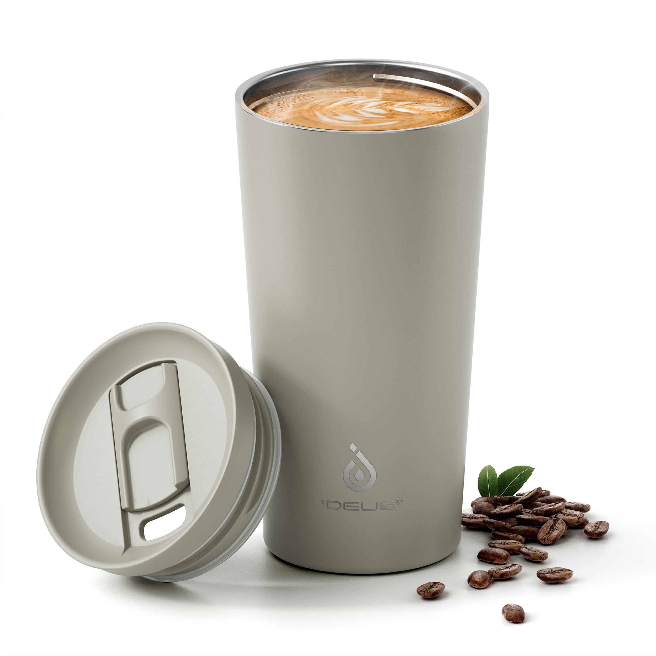 Ideus 17 oz Travel Coffee Mug, Double Wall Vacuum Stainless Steel Insulated Coffee Tumbler With Lid, SplashProof & Cup Holder F