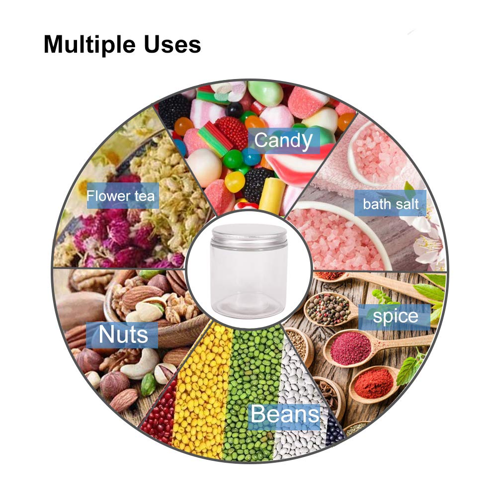 Bpfy 6 Pack 16 Oz Glass Jars With Lids, 8 Chalk Labels, 1 Pen, Food Storage Jars, Glass Kitchen Canisters Cabinet, Pantry Organi