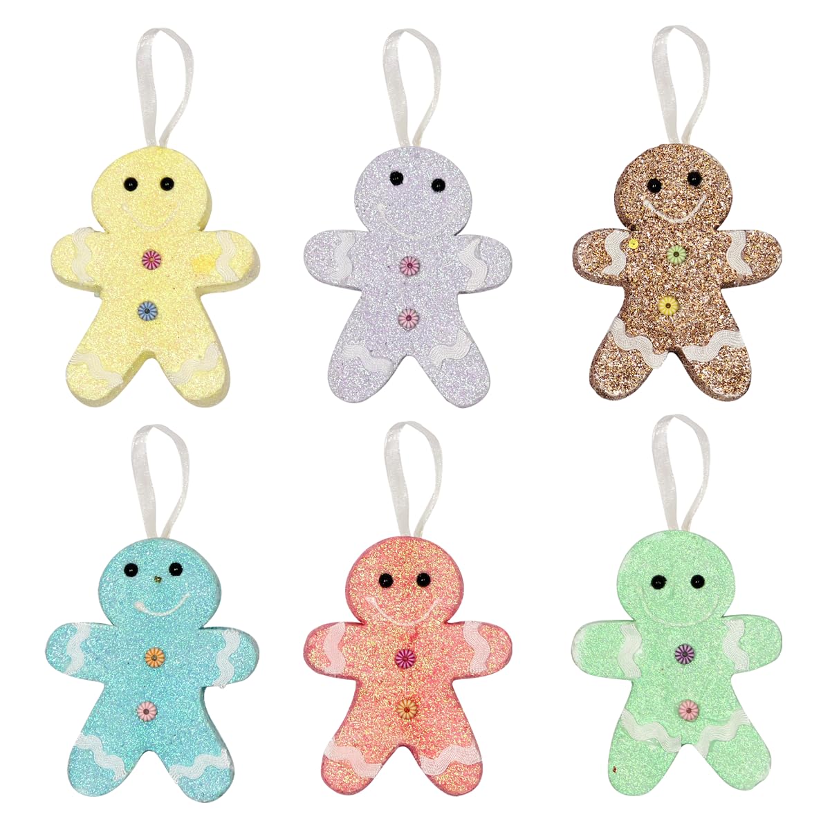 LANGXUN 6pcs Gingerbread Man Candy Land 2025 Xmas Party Suppiles Decoration, Hanging Candy Cane Christmas Tree D  cor, Christmas