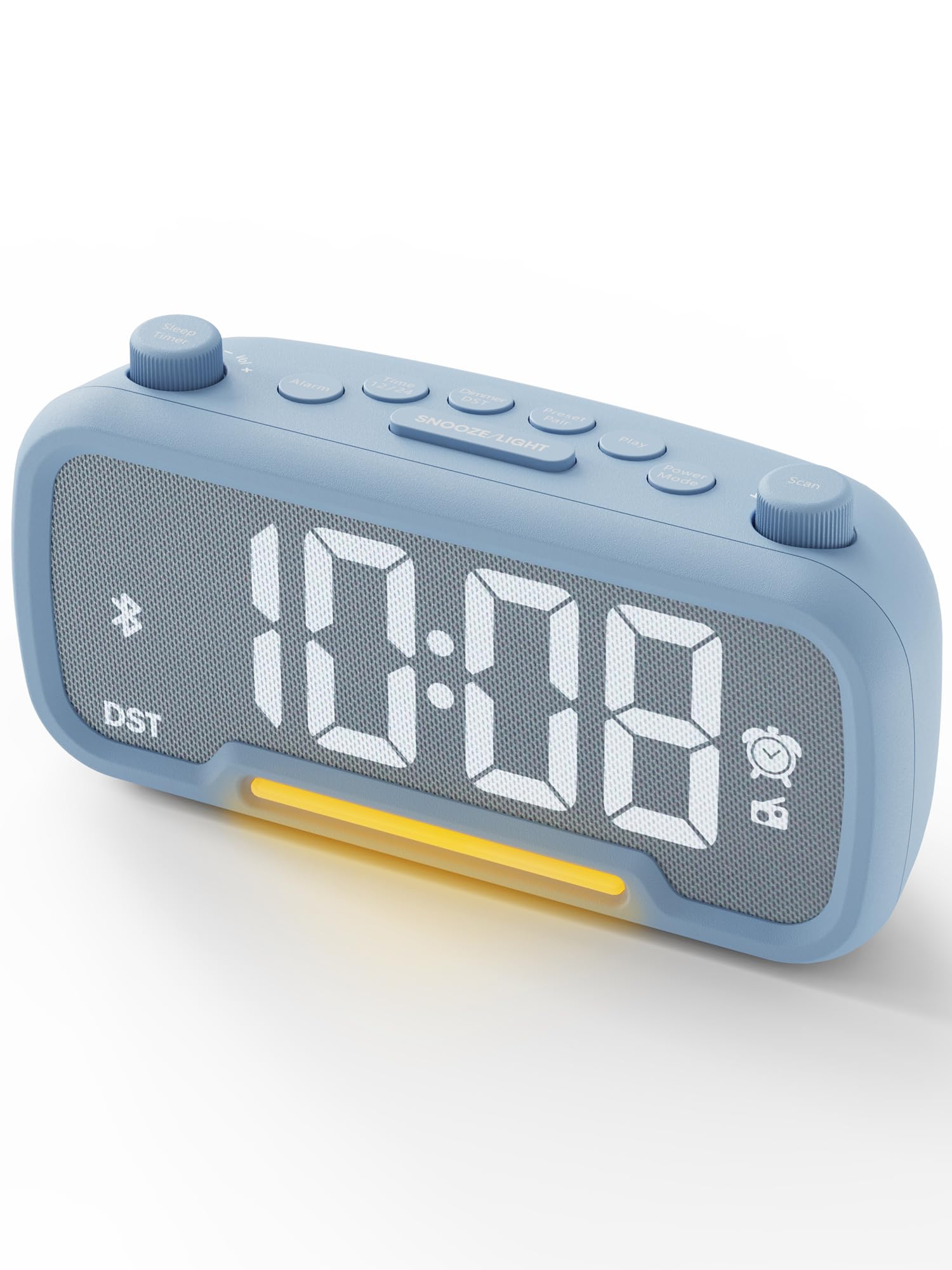 ROCAM Alarm Clock Radio for Bedrooms with Bluetooth Speaker, Auto-Off Timer, Dimmer, Battery Backup, Loud Alarm Clock for Heavy 
