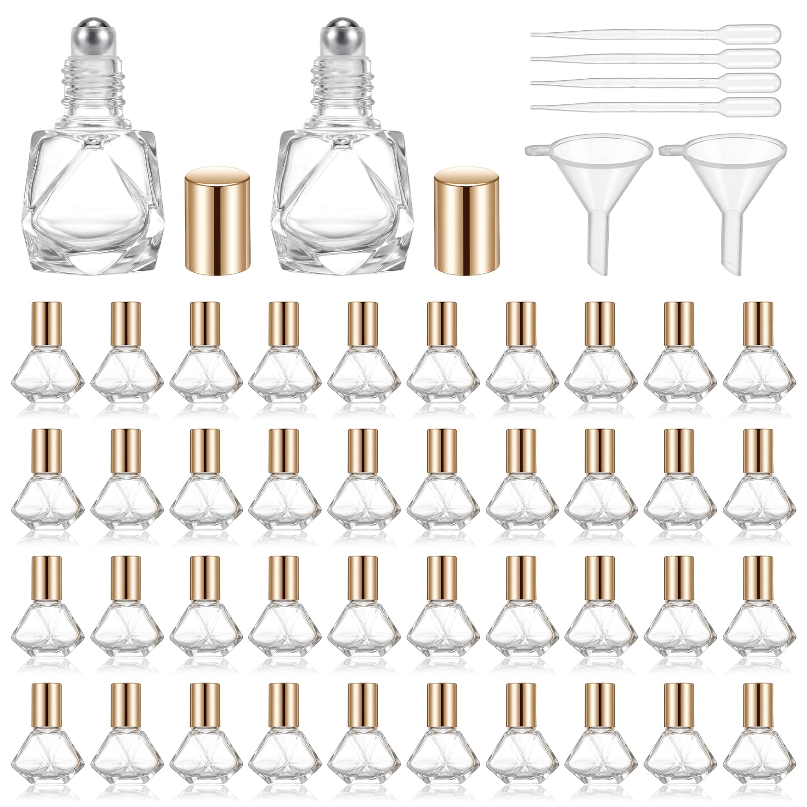kuyeyzu 42 Pack Essential Oil Roller Bottles 8ml Roll on Bottles Empty Mini Perfume Bottle with Roller Ball Applicator Stainless