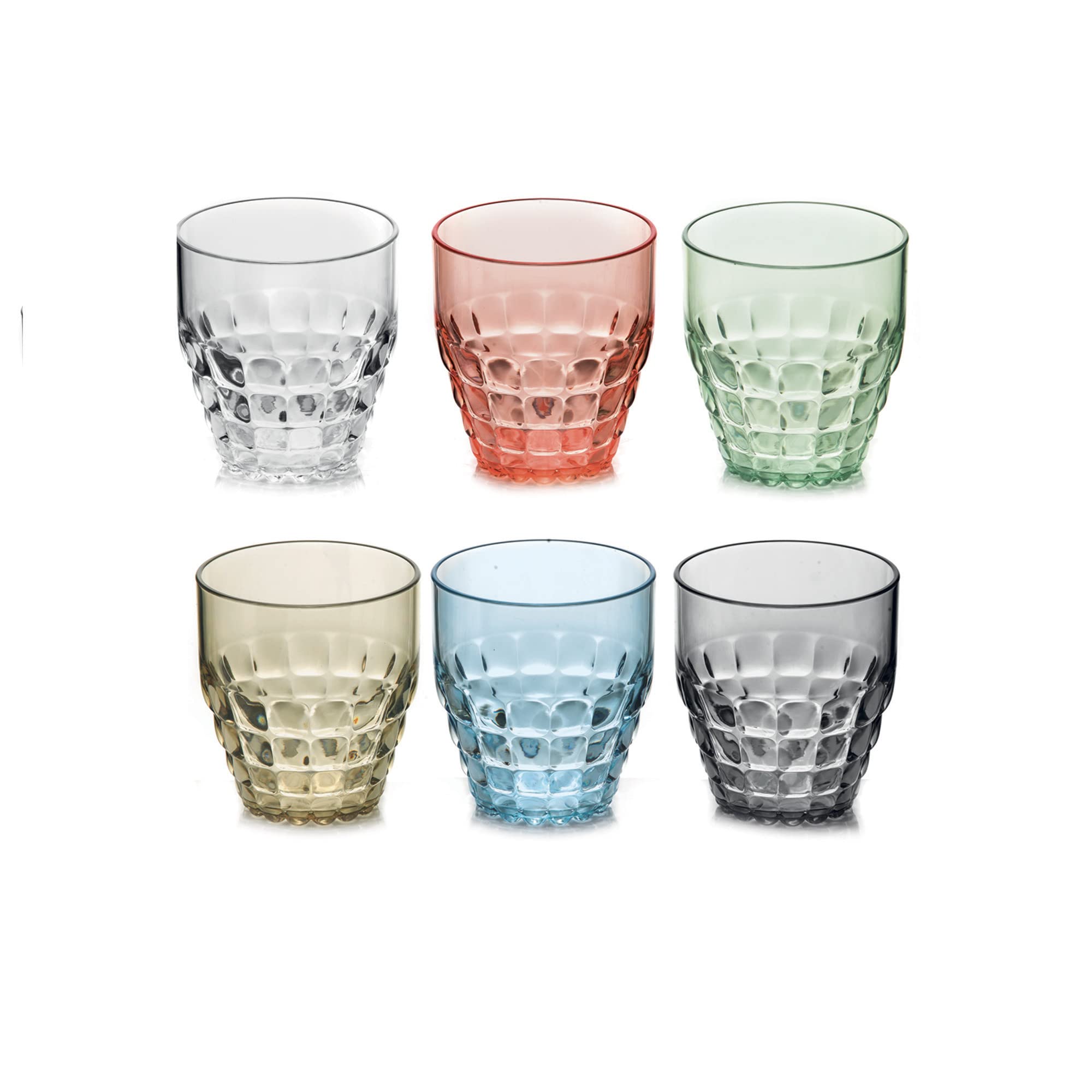 Guzzini Set Of 6 Low Tiffany Glasses, Assorted