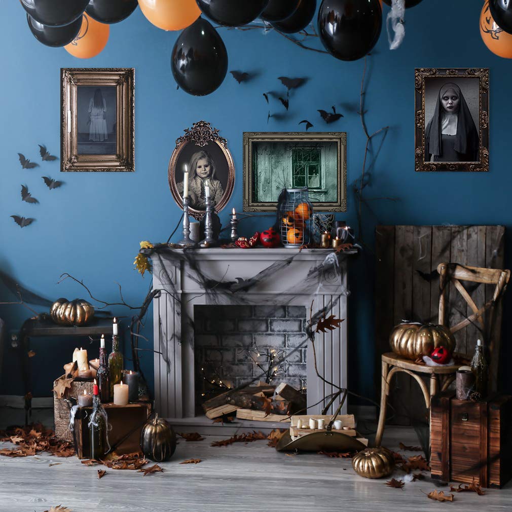 Halloween Decorations  12 Pieces Laminated Halloween Gothic Decor Poster Frames Durable Haunted House Creepy Portraits Pictures Spooky Home Decor