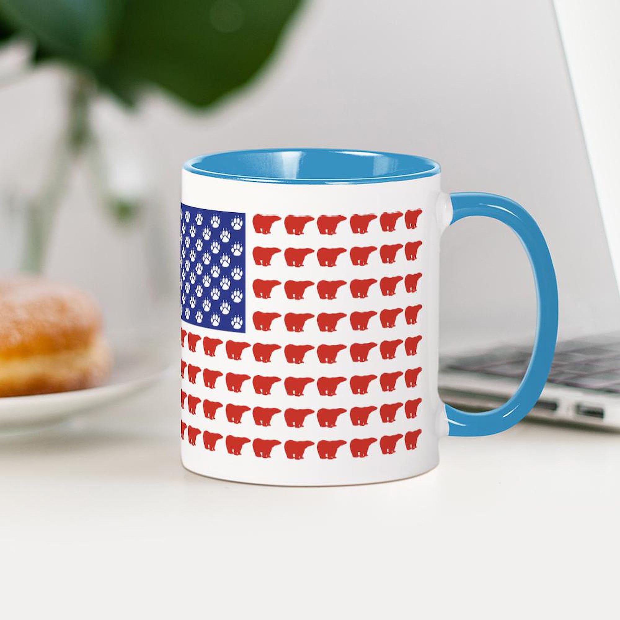 CafePress Polar Bear Patriotic Flag Print Mug 11 oz (325 ml) Ceramic Coffee Mug