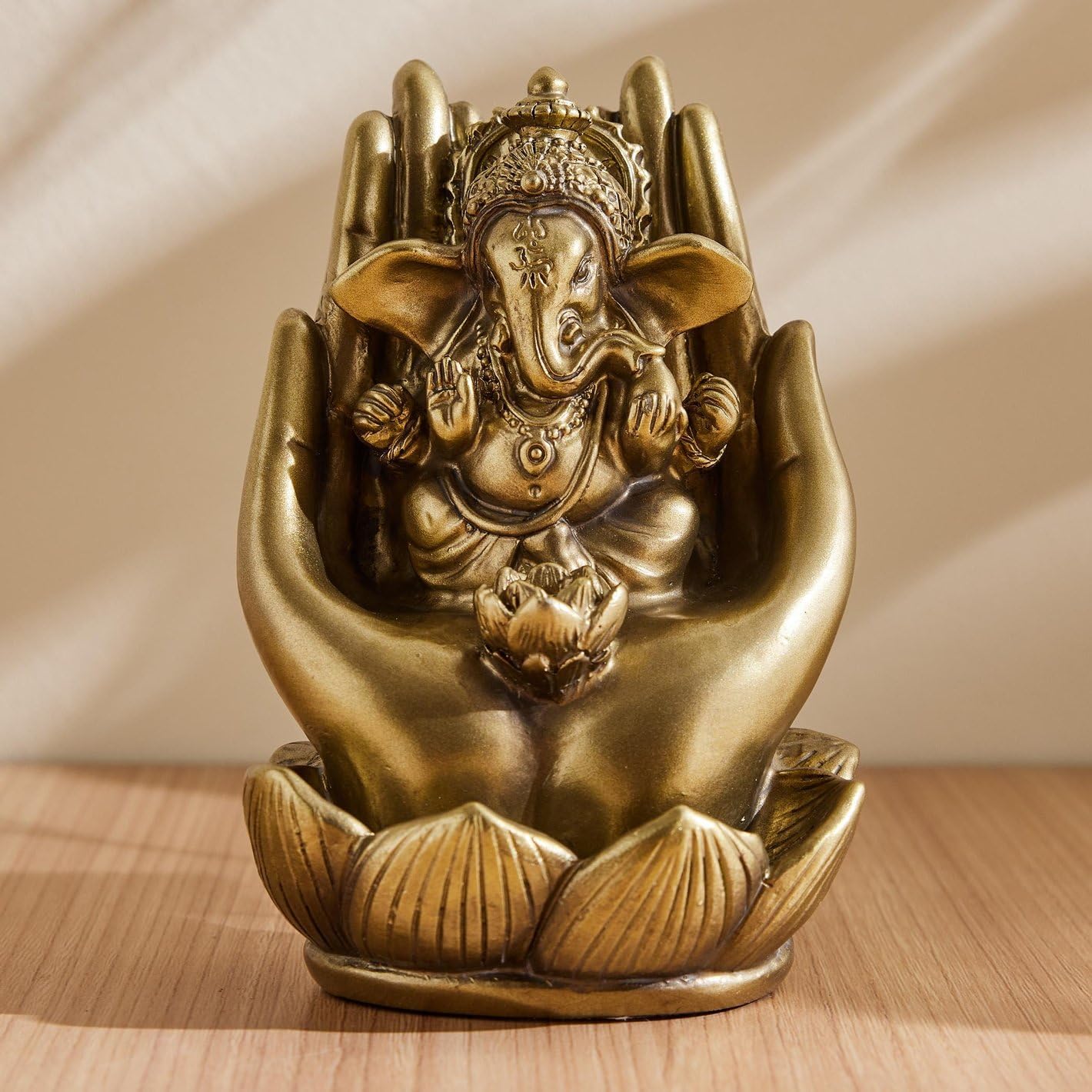 Karigaari India Gold Finish Ganesh Idol For Car Dashboard Ganesha Murti Ganpati Idol For Home Decor Puja Lord Ganesh Statue Gift