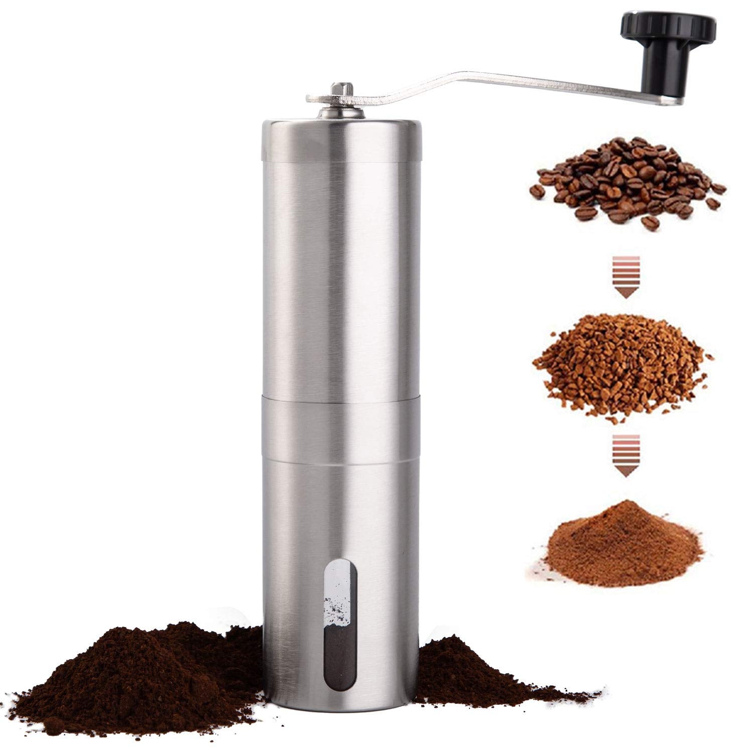 Paracity Manual Coffee Bean Grinder Stainless Steel Hand Coffee Mill Ceramic Burr For Aeropress, Drip Coffee, Espresso, French P