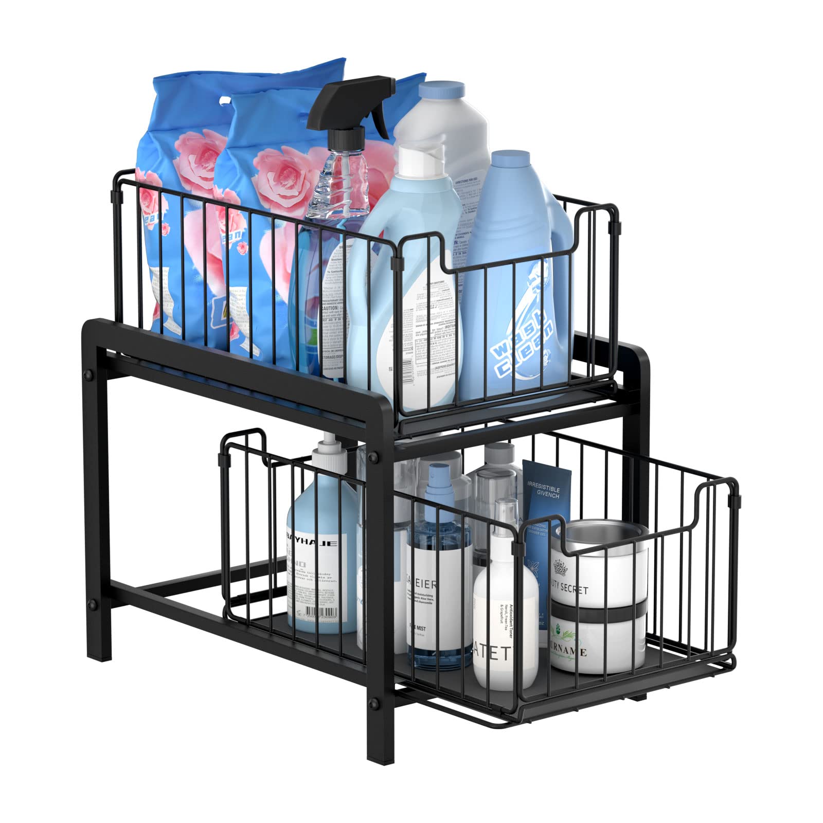 Npplus 2-Tier Under Sink Organzier: Iron Under Sink Cabinet Organizers With Sliding Drawer - Pull Out Home Storage For Bathroom