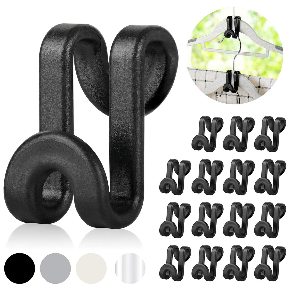 Mlici Clothes Hanger Connector Hooks, 70 Pcs Multi-Level Cascading Hanger Hooks, Plastic Heavy Duty Cascading Mini Hooks For Vel