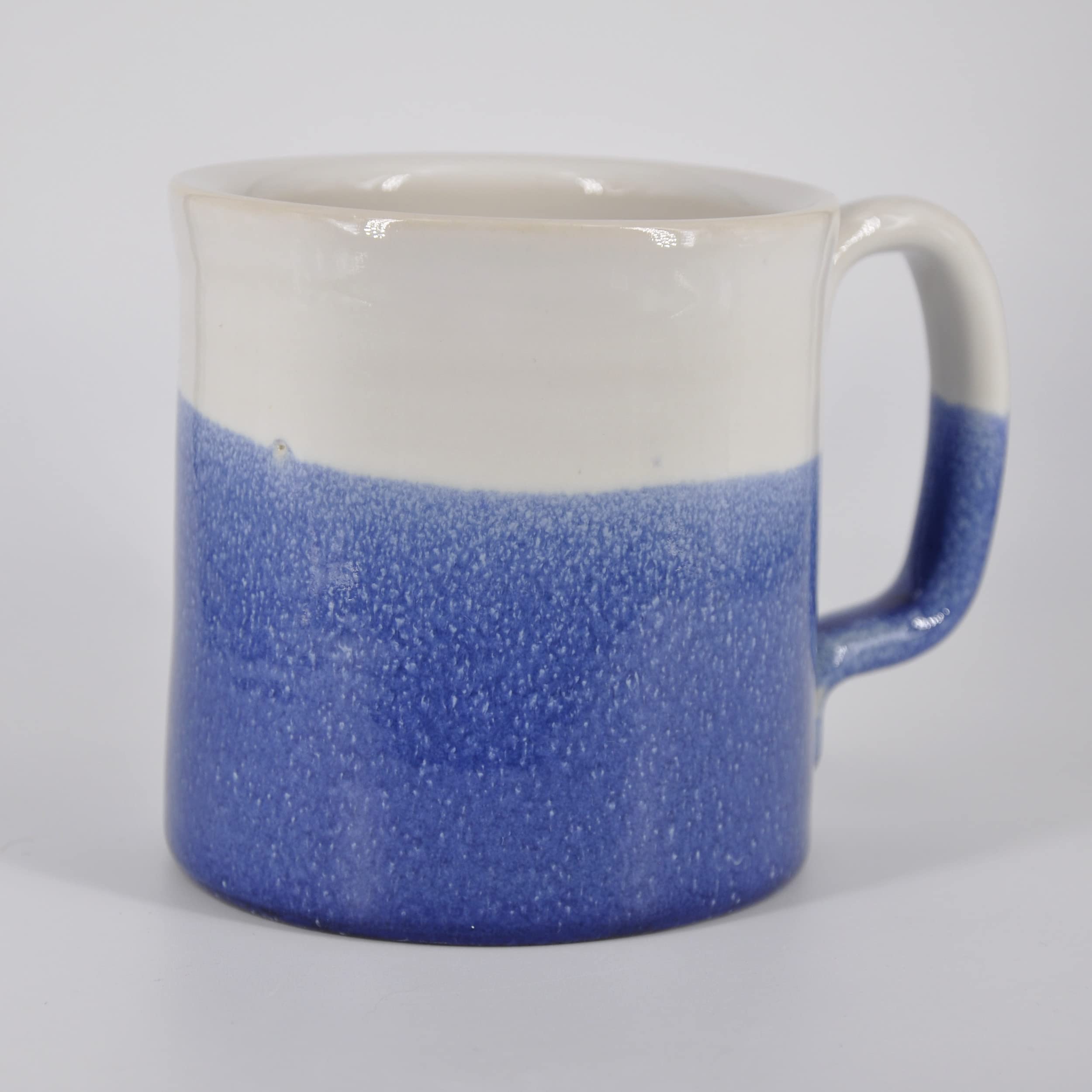 SnowSwept Studio Handmade Ceramic Coffee Mug White and Blue 14oz