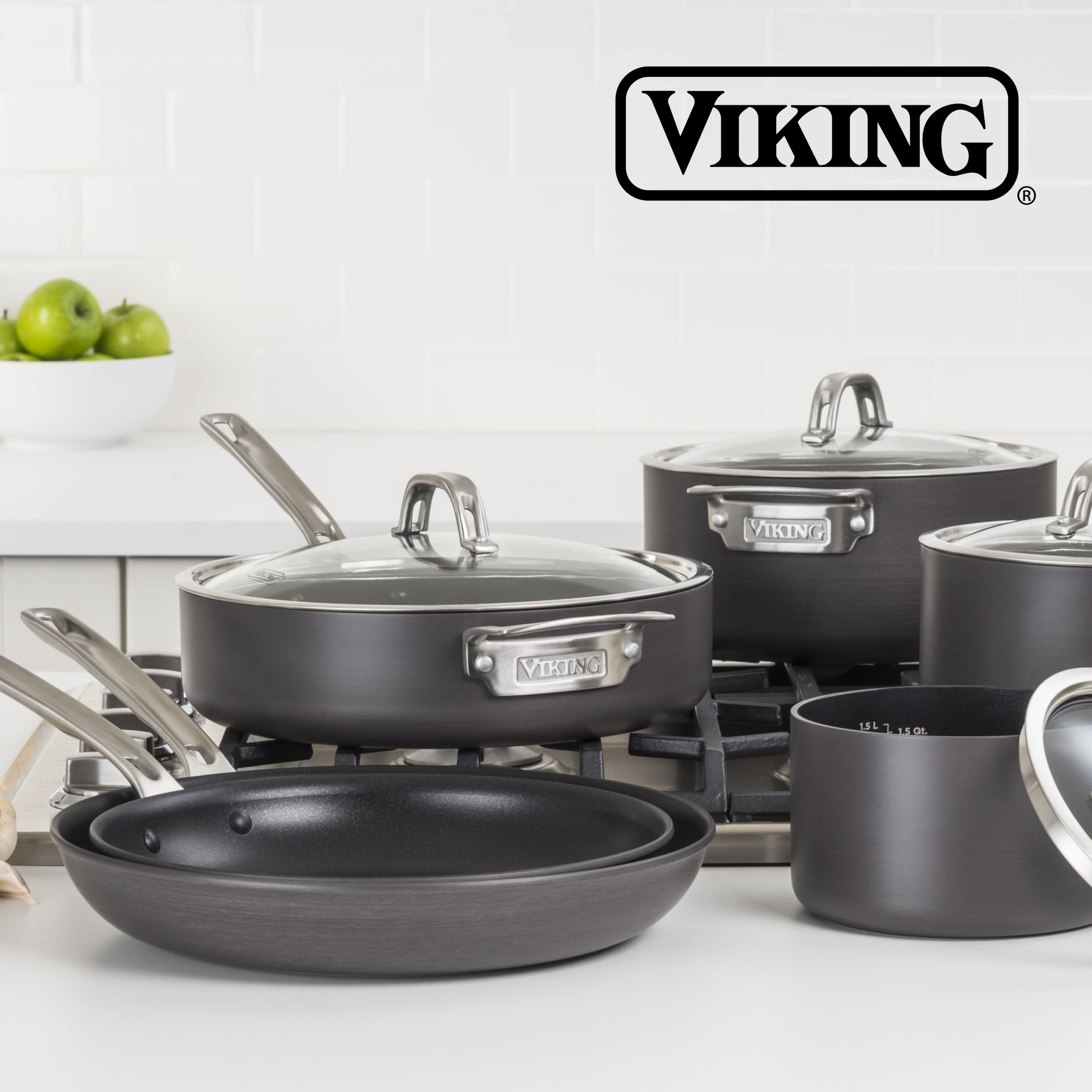 VIKING 40051-1182-1012 Hard Anodized Nonstick Fry Pan Set  10 Inch and 12 Inch  Gray