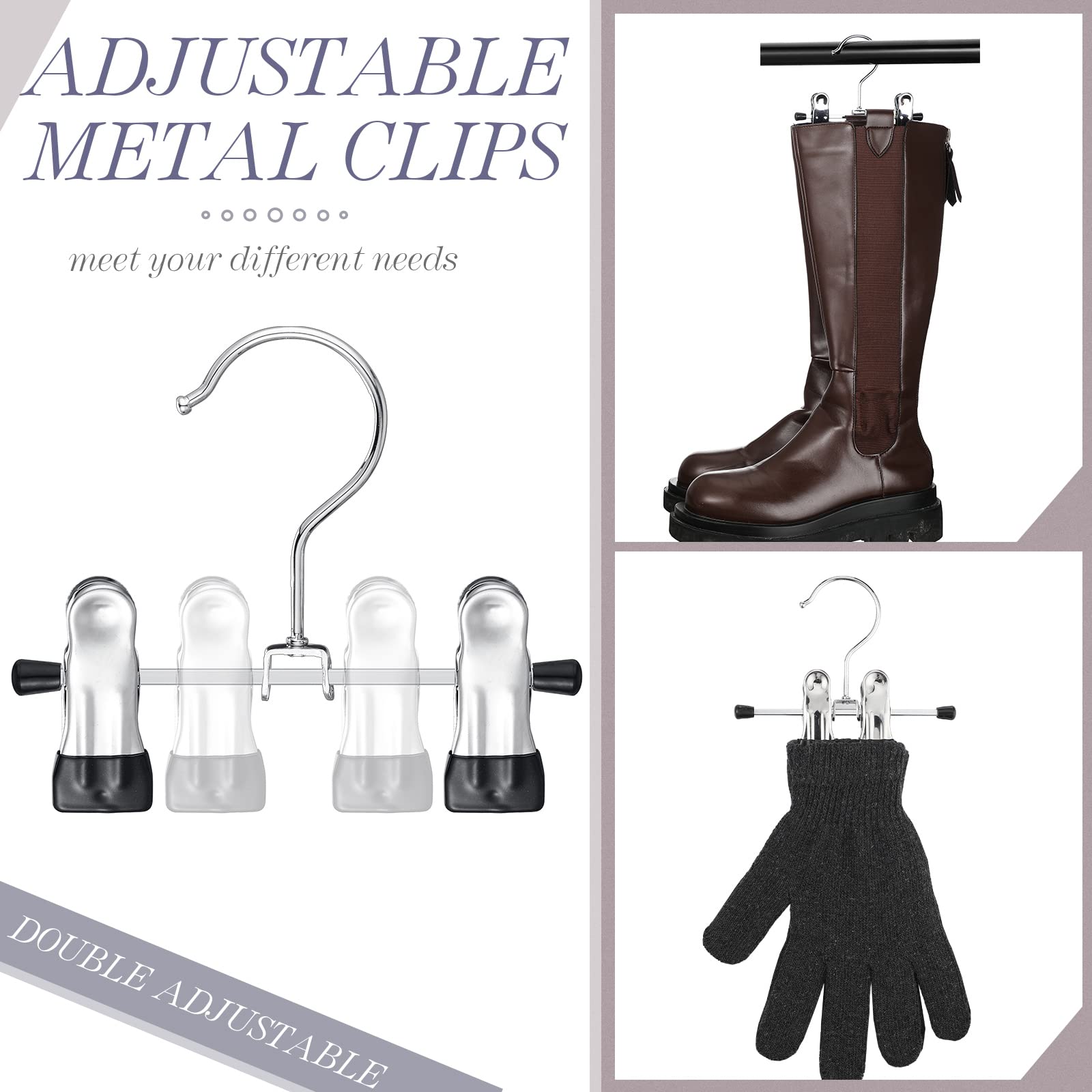 Yinkin 30 Pcs Boot Hangers Double Adjustable Clips Space Saving Baby Pants Hangers Travel Portable Hanger Clips Hanging Boot Org