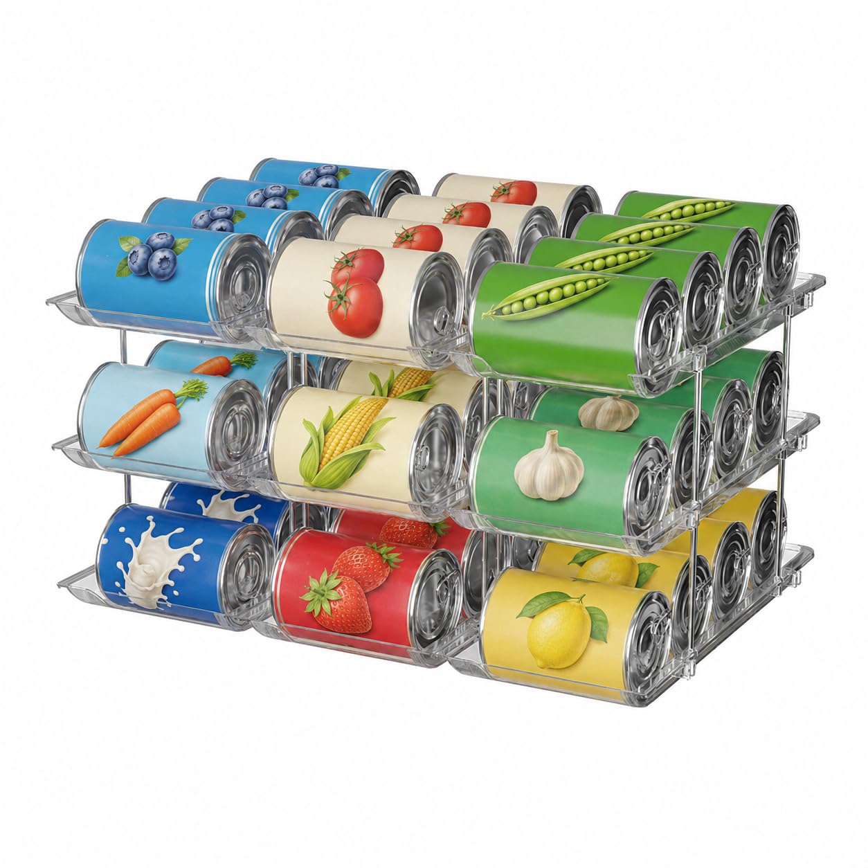STORICANS Can Organizer For Pantry, Adjustable Height And Width Canned Goods Organizer, Roller Soup Can Organizer Holds Up to 36
