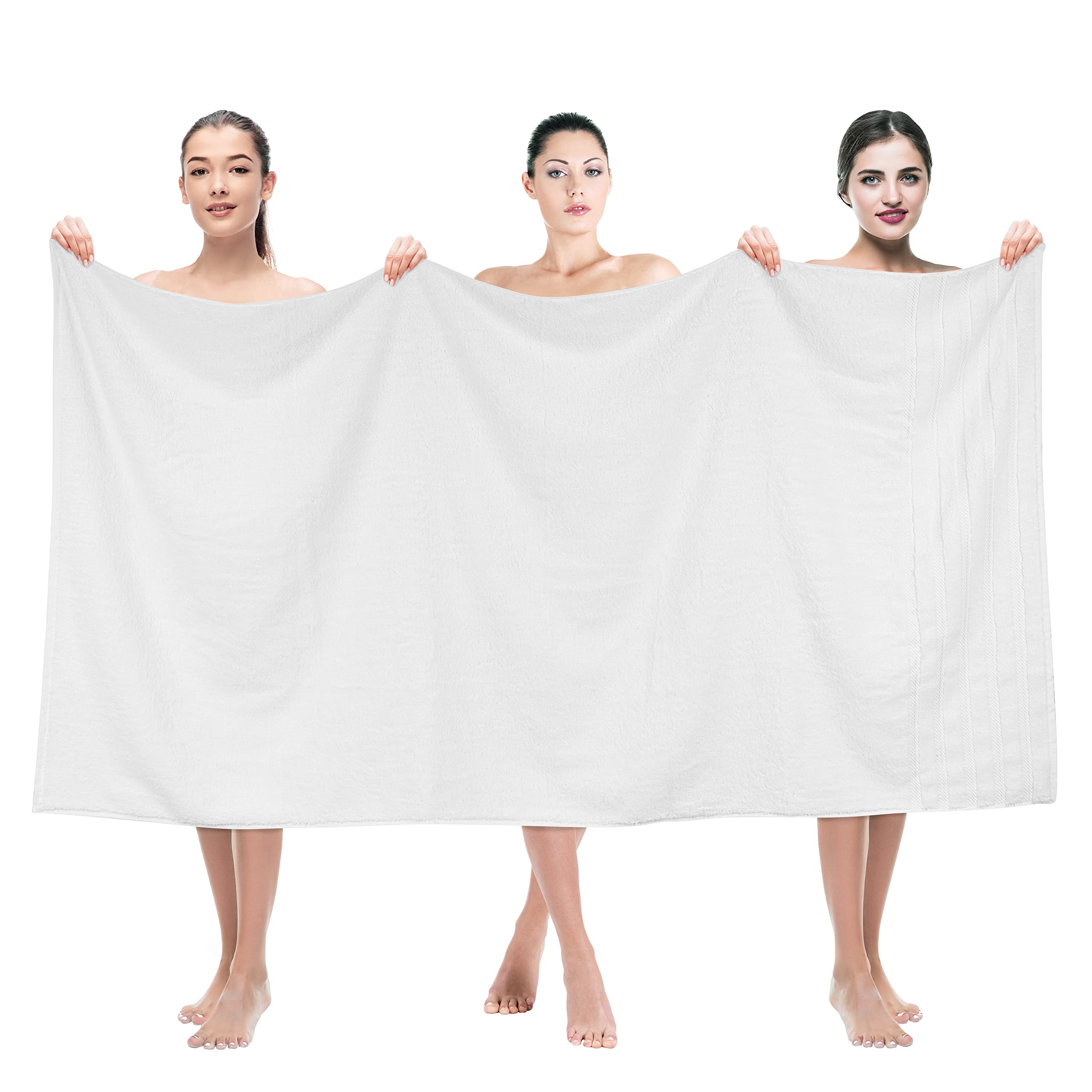 American Soft Linen Jumbo Large Bath Towels  100% Turkish Cotton 35 in 70 in  Bath Towel Sheets for Bathroom  White Bath Sheet