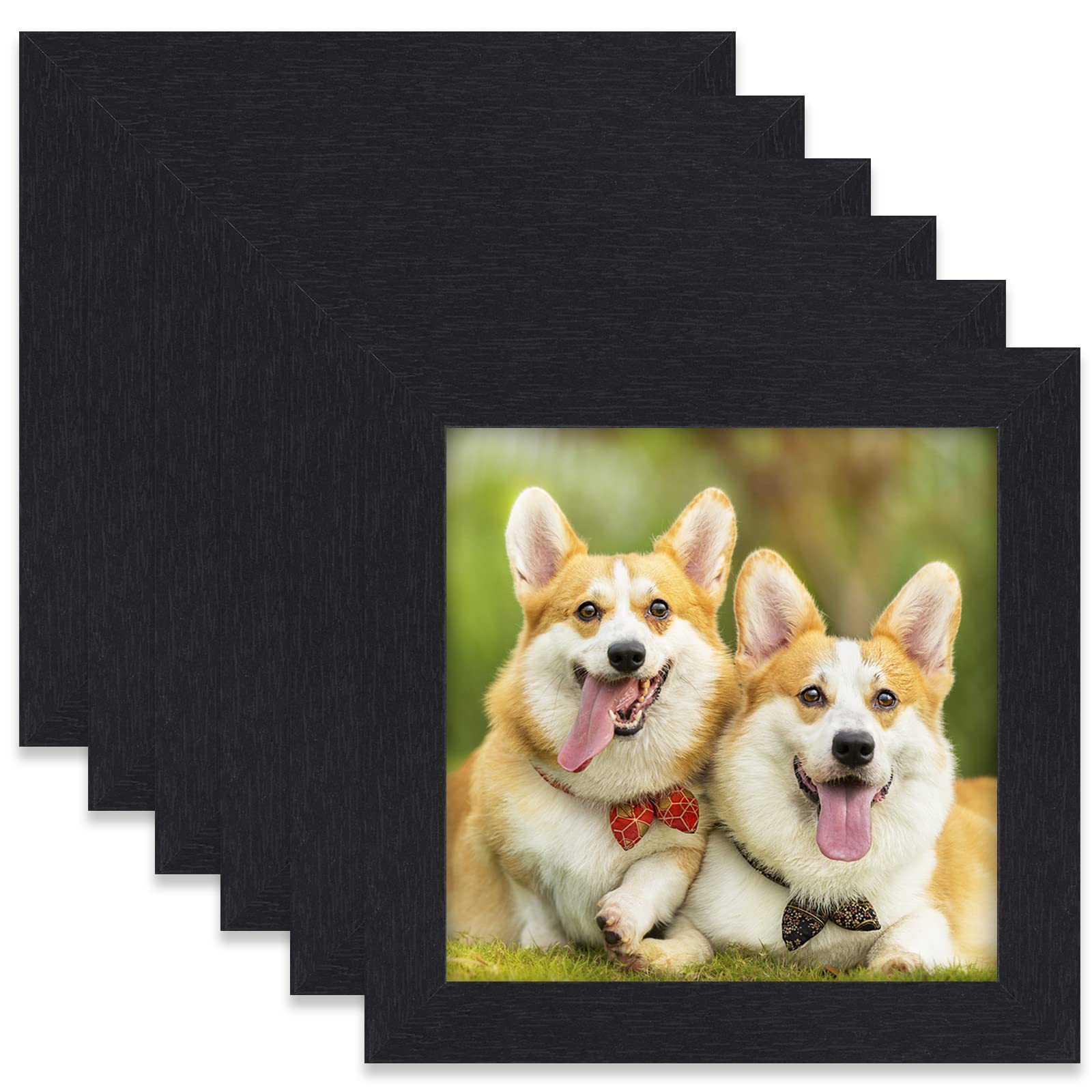 TOFOREVO 4x4 Picture Frames Set of 6 Black Wood Grain Photo Frame for Gallery Wall Mounting or Tabletop Display