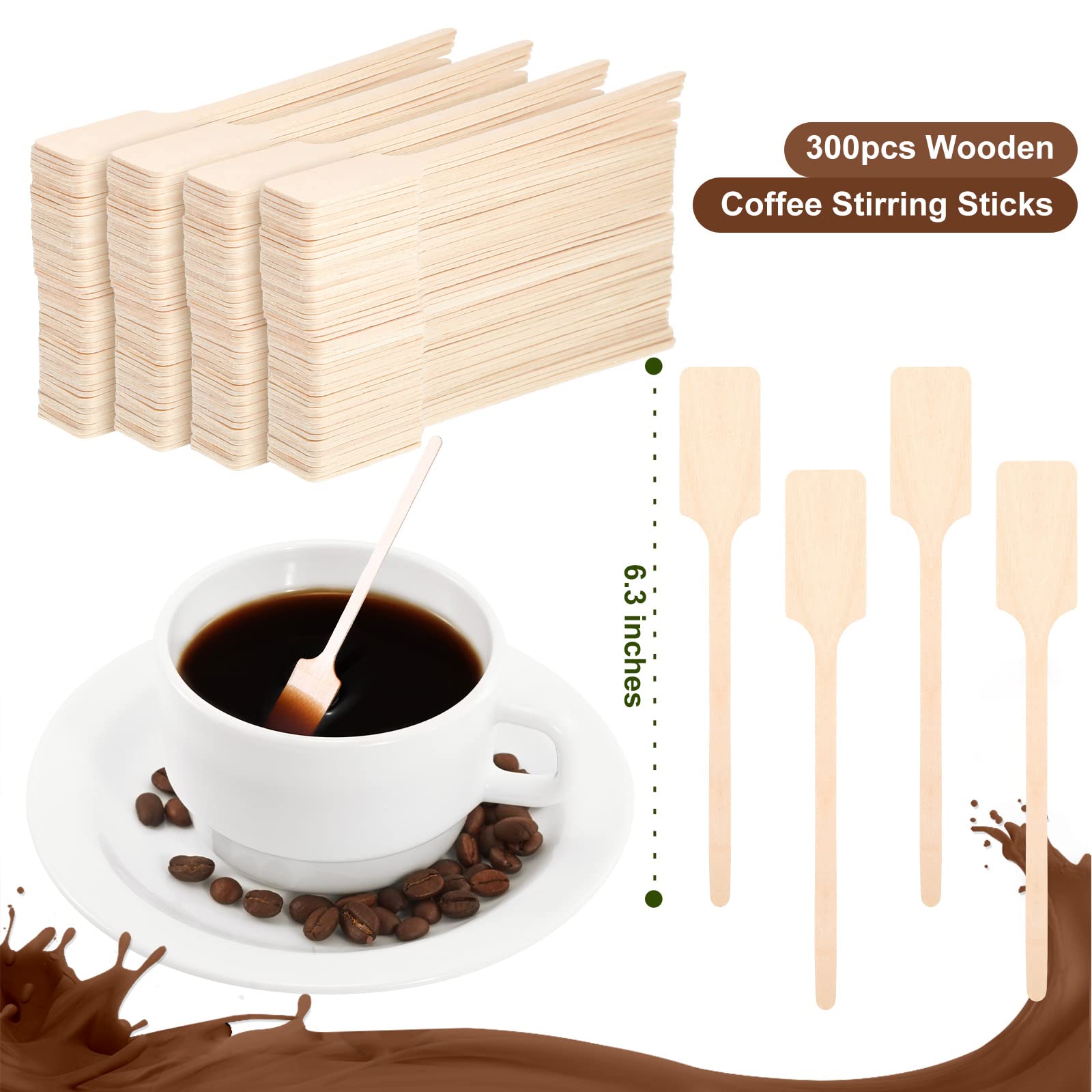 Bokon 6.3 Inch Coffee Stir Sticks Wooden Kayak Paddle Shaped Coffee Stirrers Wood Wooden Stirrer Hot Cocoa Stir Sticks For Tea,