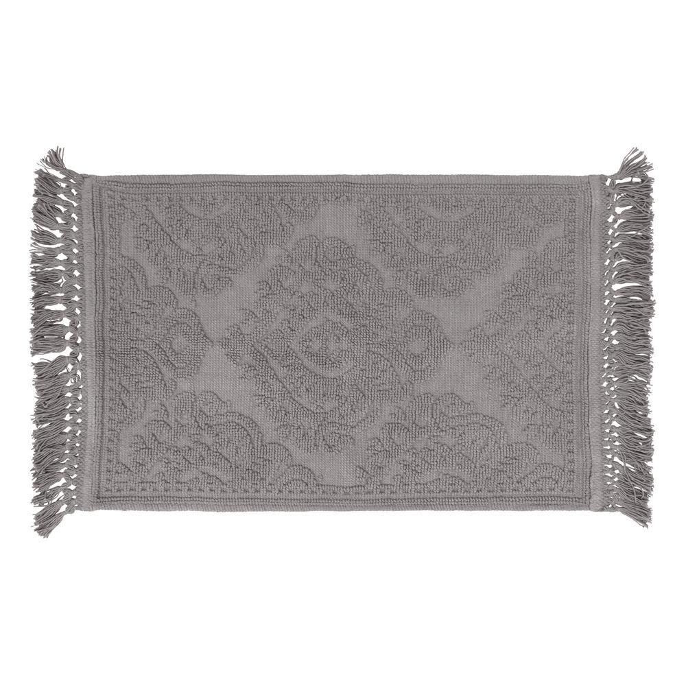 Jean Pierre - Ricardo Bath Mat, Woven Fringe Bathroom Rugs, 100% Cotton, Premium Bathroom Decor - Measures 21'' X 41'' - Dark Gr