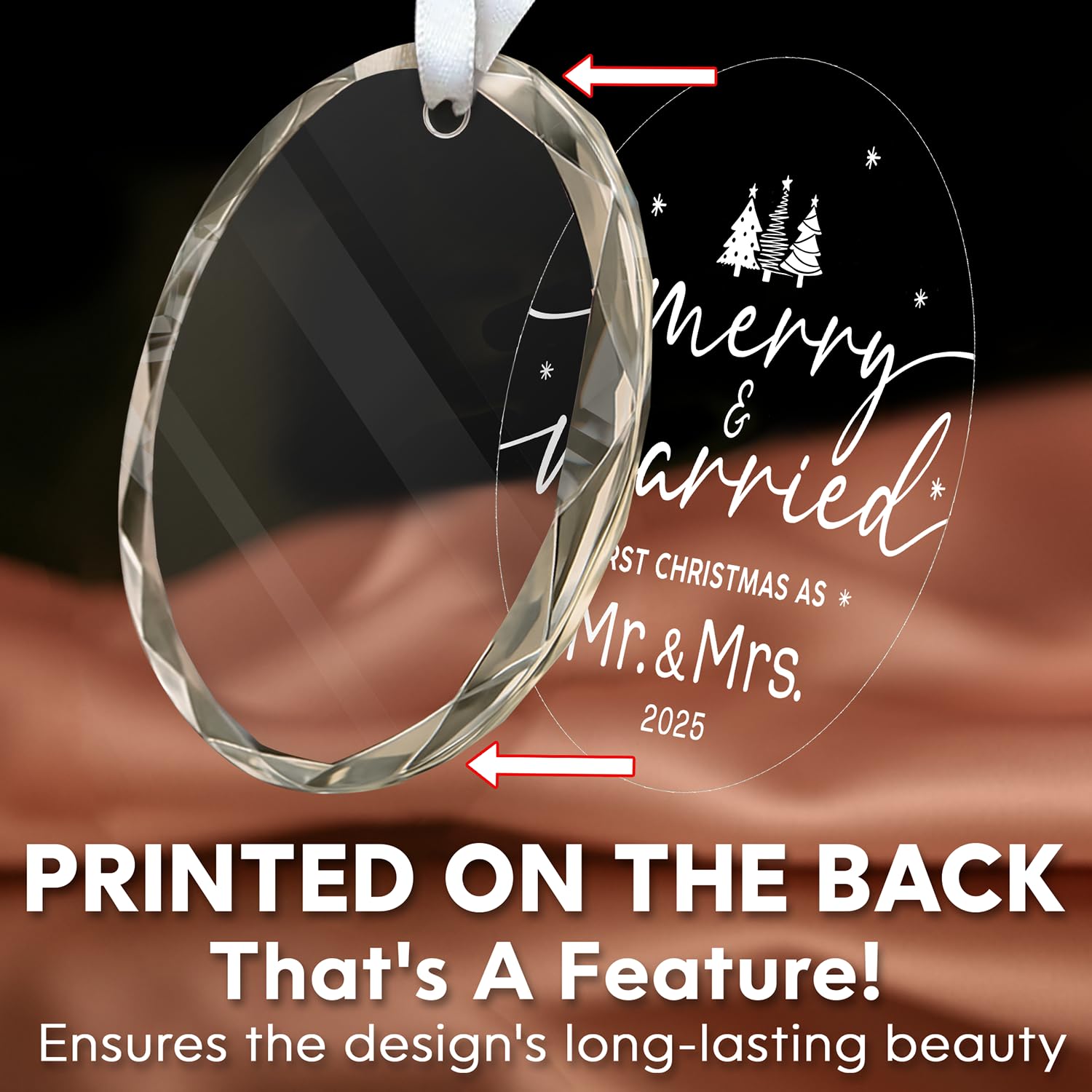 HEXMOZ Wedding Gifts for Couples 2025 - First Christmas Married Glass Ornament, Mr and Mrs Gifts, Wedding Ideas for Newly Wed, J