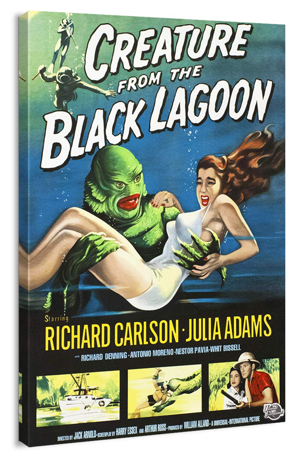 Artprints1Stop Canvas Print Wall Art - Vintage Horror Movie Poster Creature From The Black Lagoon, 1954 By Reynold Brown - 16X24
