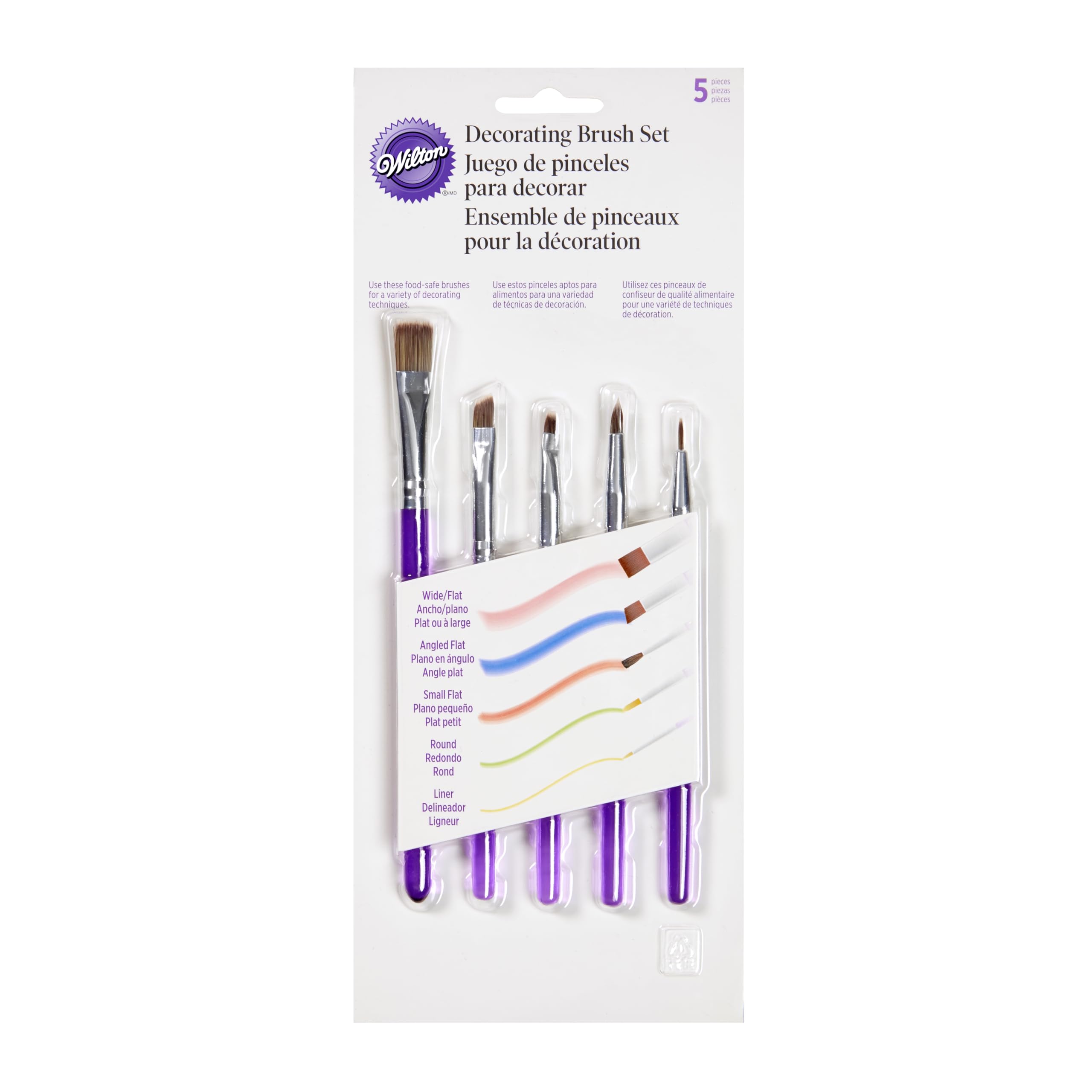 Wilton 5-Piece Decorating Brush Set - Food Safe Decorating Brushes For Dusting Edible Glitter And Painting With Edible Color On