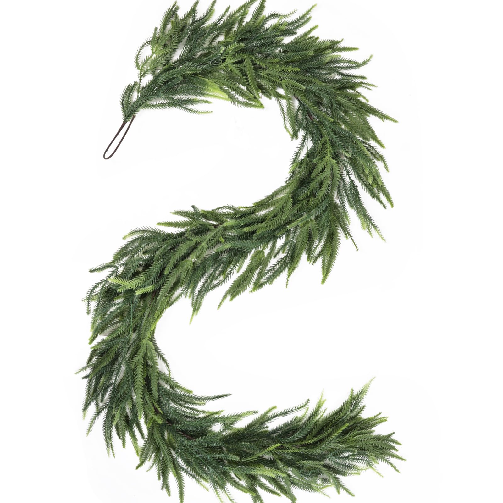 6ft Norfolk Pine Garland, Real Touch Artificial Greenery Winter Garland Decor for Home, Fireplace, Wall, Porch, Table, Mantle, I