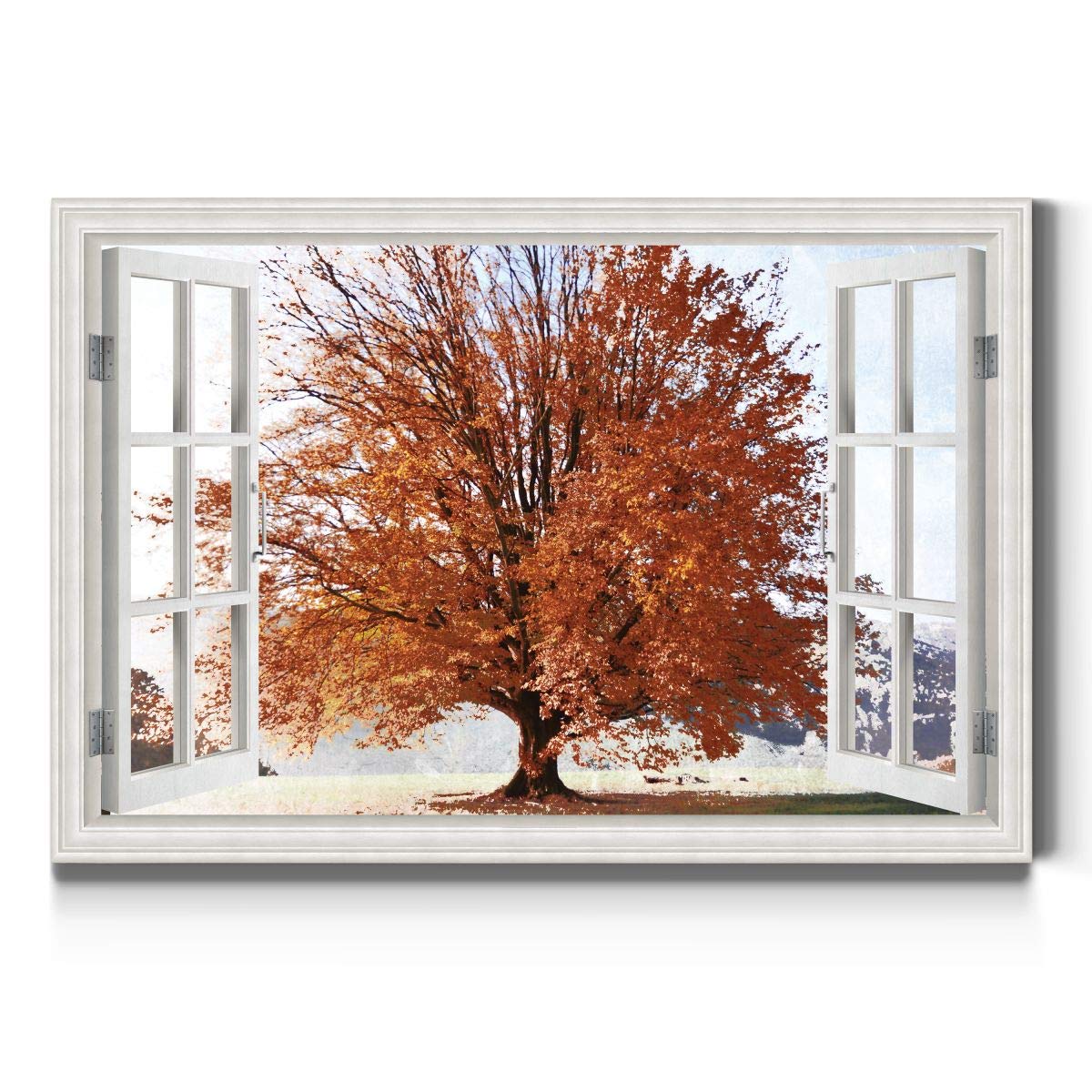 Renditions Gallery Nature Canvas Wall Art Home Paintings & Prints Artwork Isolated Orange Fall Tree Glam Abstract Modern Wall Ha