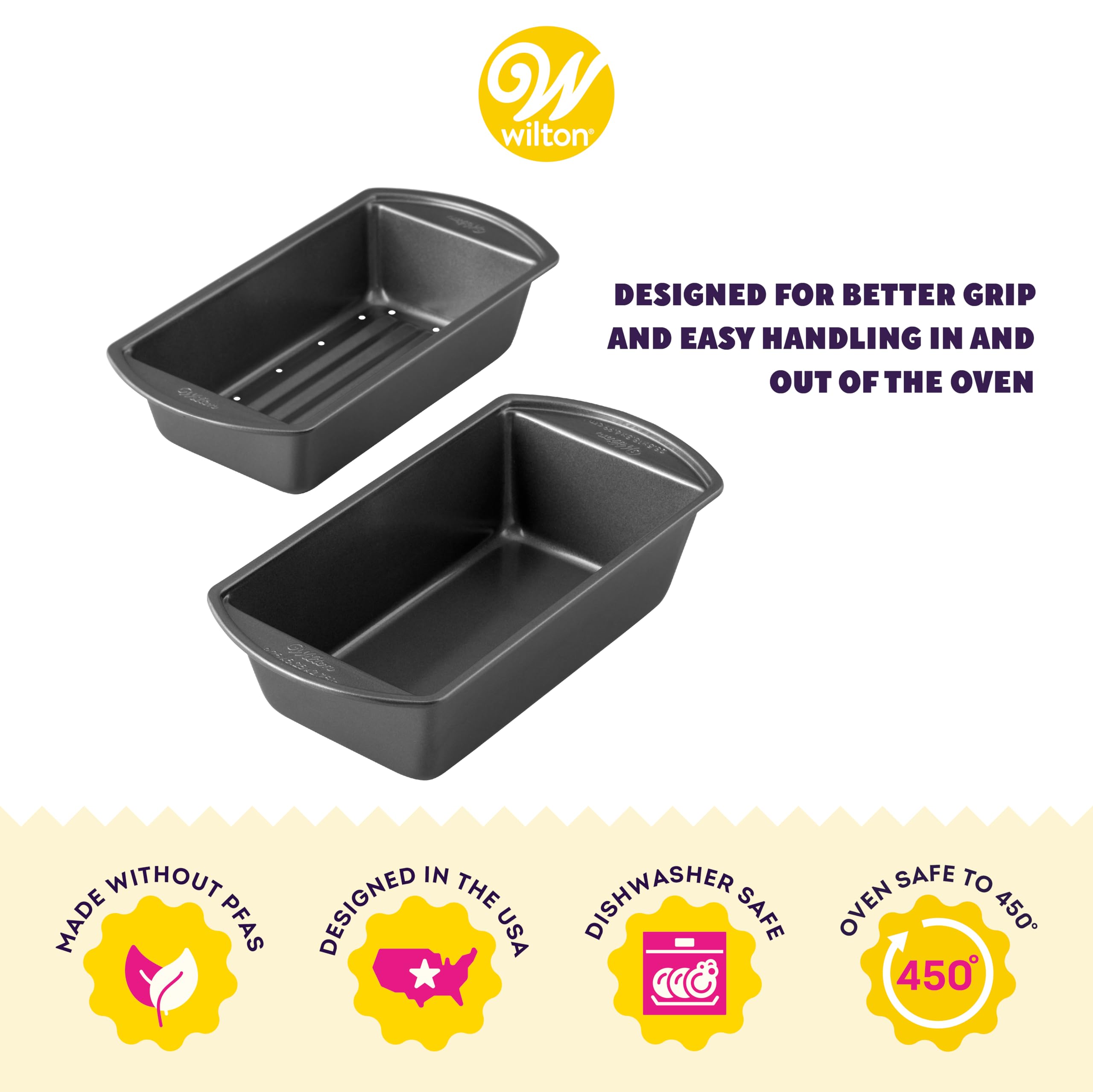 Wilton Perfect Results Premium Non-Stick Bakeware - Meatloaf Pan Set, Reduce The Fat And Kick Up The Flavor, 2-Piece Set
