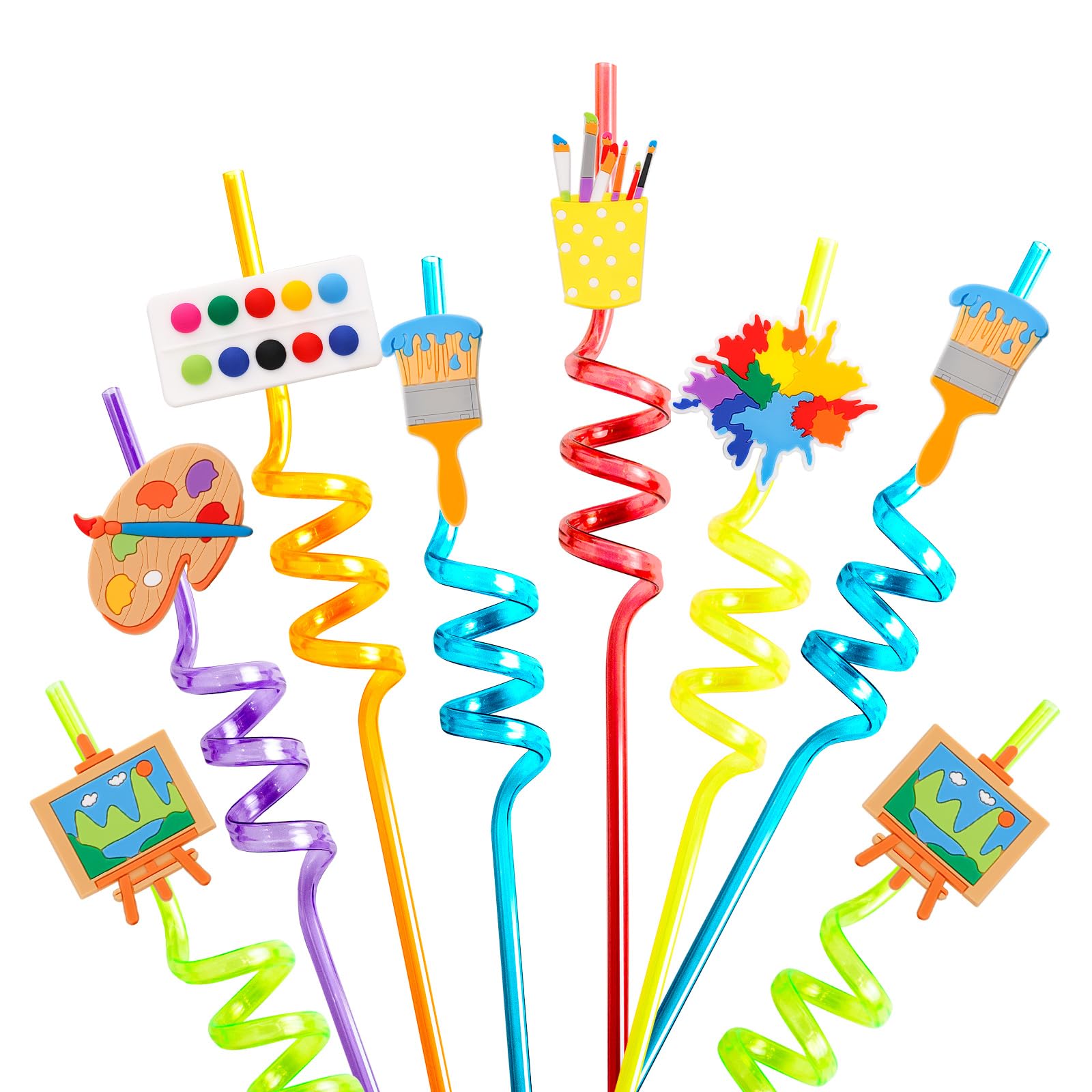 Art Painting Straws Art Party Favors For Kids Plastic Drinking Straw For Paint Birthday Back To School Party Supplies 24Pcs