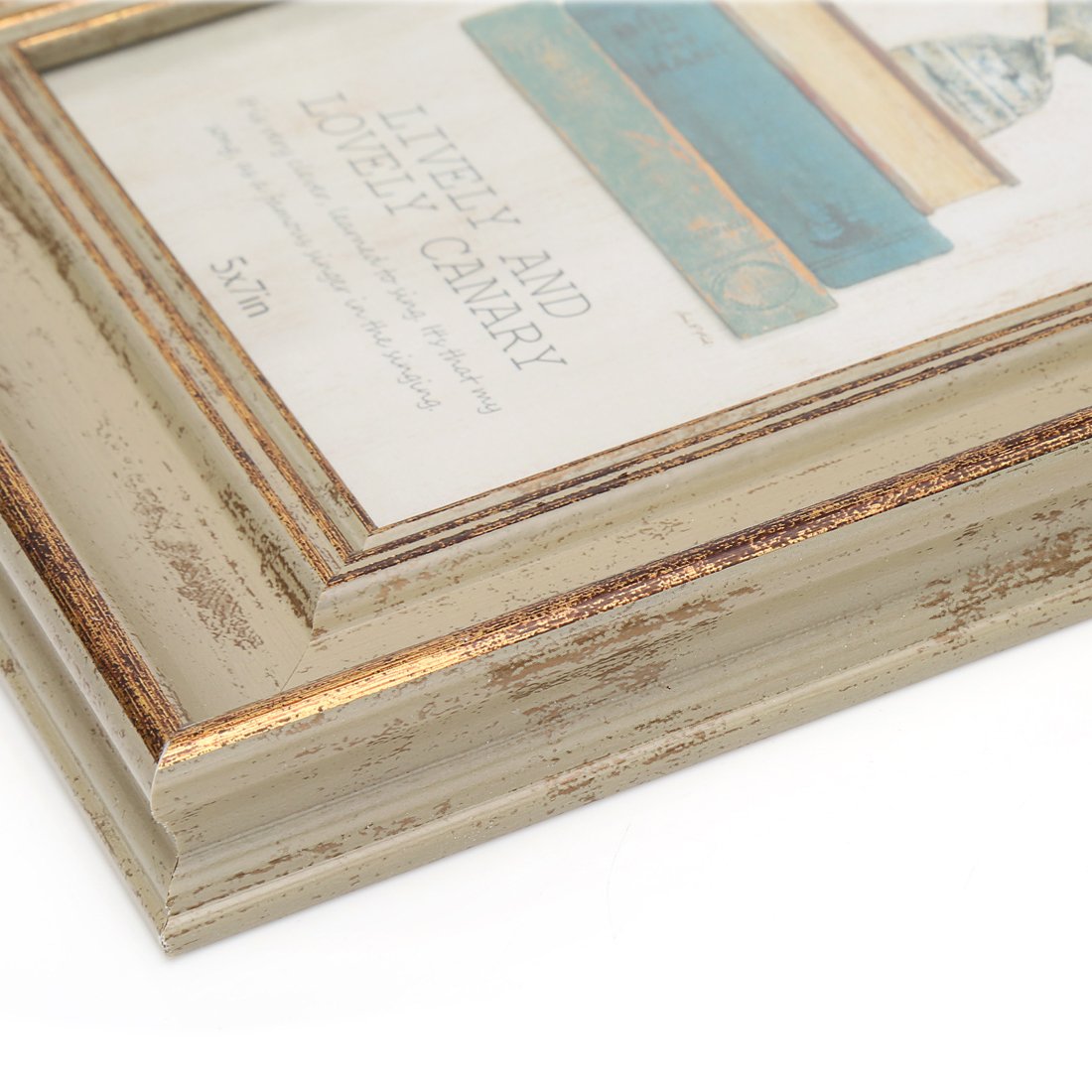 4x6 Inches Vintage Feel Rustic Picture Frame For Tabletop or Wall Hanging with Glass Front (4x6, Khaki)
