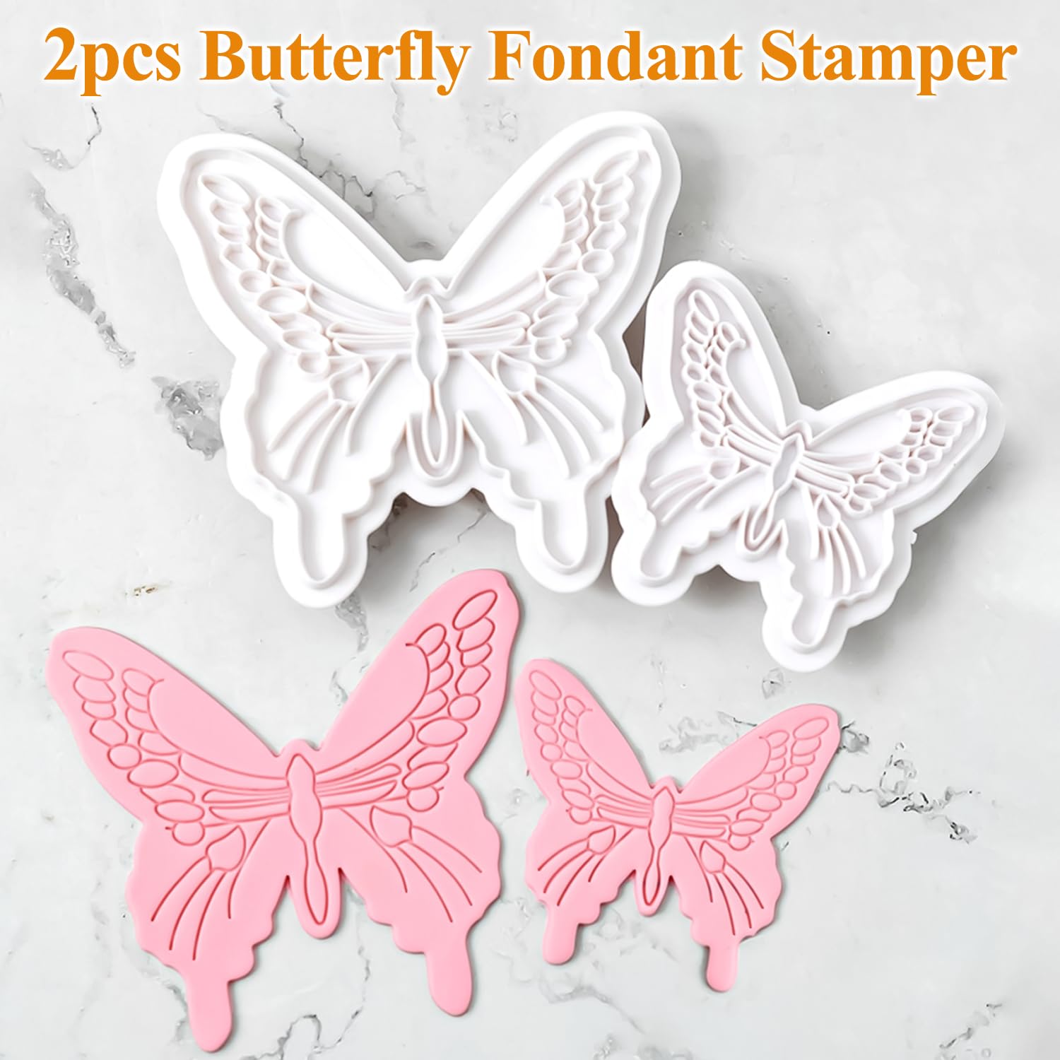Kalaien 2Pcs Butterfly Sugarcraft Cookie Cutters Diy Embossing Cutter For Cake Decorating