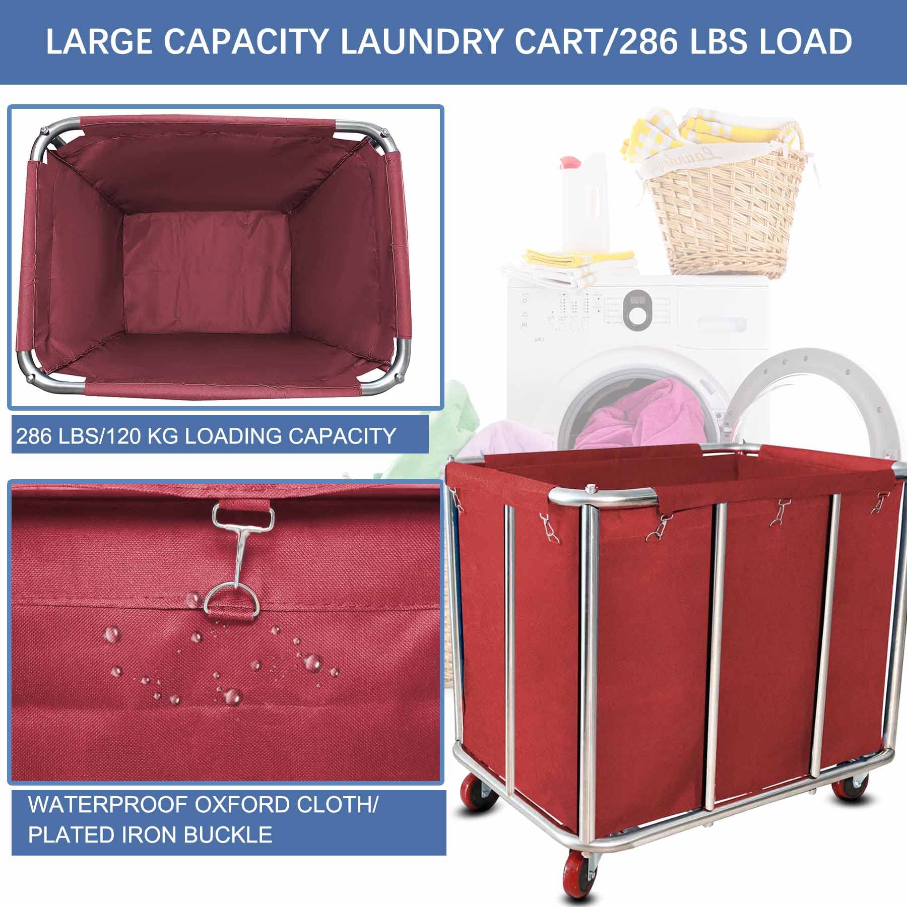 Laundry Cart Commercial,11.35 Bushel Large Industrial Rolling Laundry Hamper With 4 Inch Wheels,Household Heavy Duty Laundry Bas