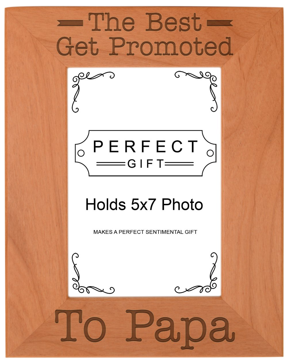 ThisWear Gift for Grandpa Best Get Promoted to Papa Natural Wood Engraved 5x7 Portrait Picture Frame Wood
