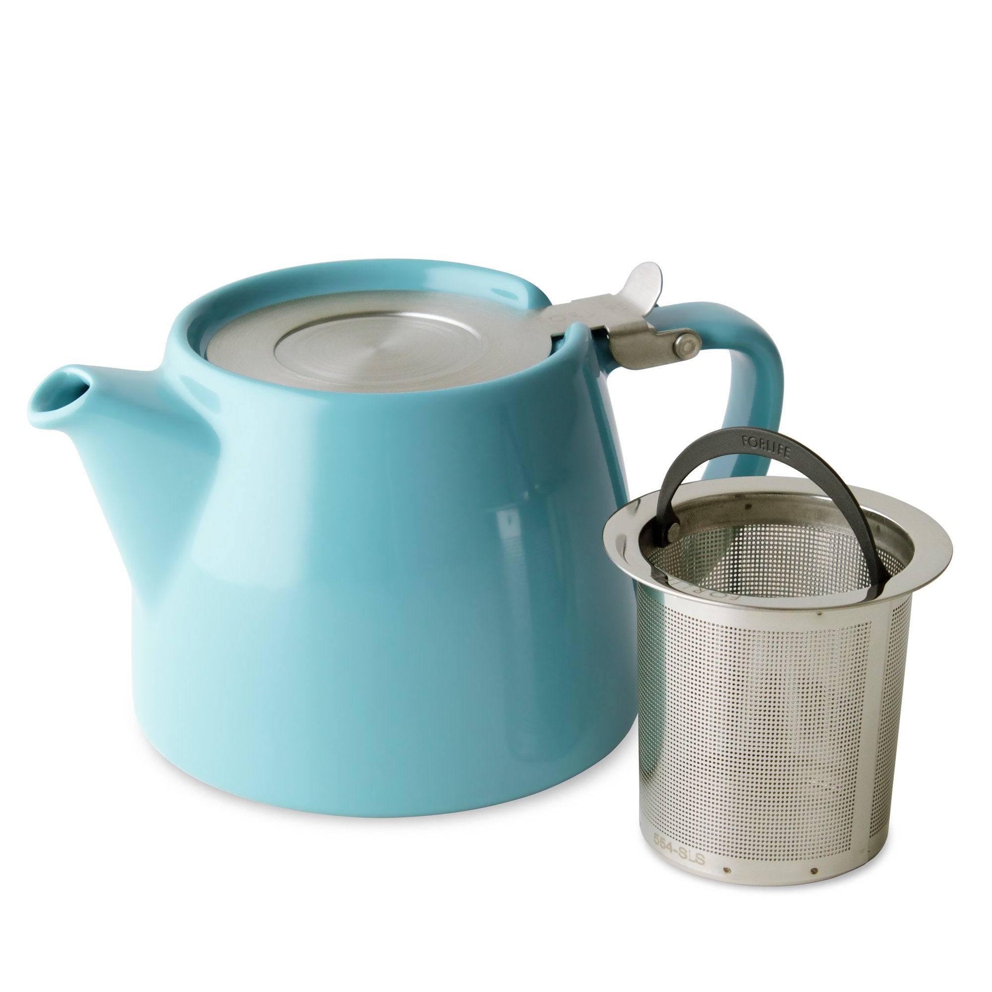 Forlife Stump Teapot With Sls Lid And Infuser, 18-Ounce, Turquoise