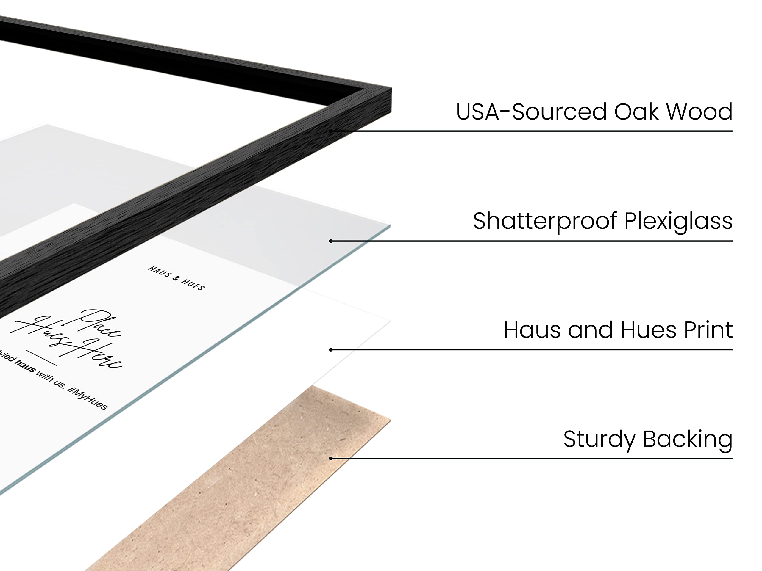 Haus And Hues 24X36 Black Oak Wood Frames Set Of 1 - 24X36 Picture Frames For Wall, 24X36 Black Picture Frame, Poster Frame 24X3
