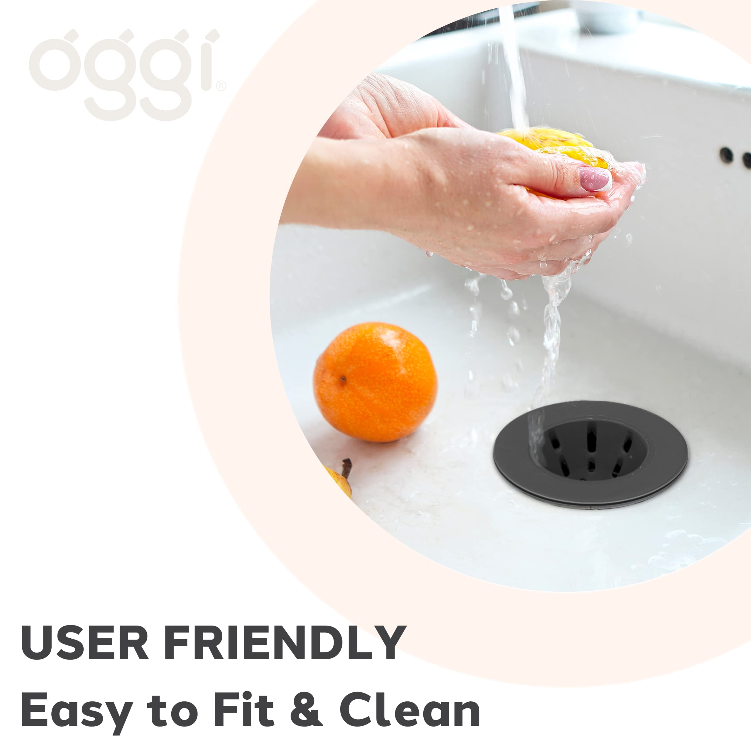 Oggi Silicone Sink Strainer- Great Kitchen Sink Strainer, Sink Drain Strainer, Drain Stopper, Sink Plug, 4.6? Diameter Rim, Blac
