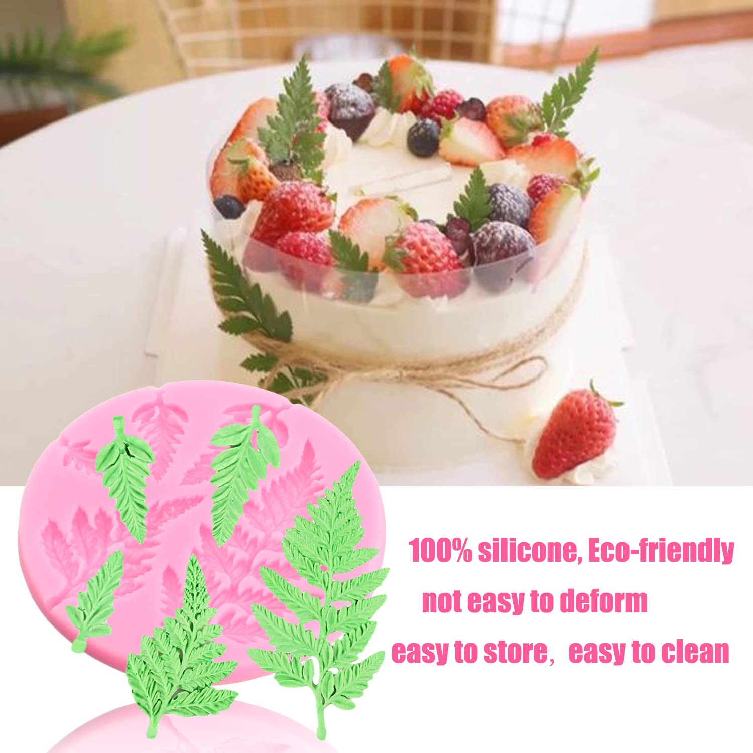 Zixiang Tropical Leaf Silicone Mold Fan Leaf Fondant Mold Fern Leaves Candy Mold Flamingo Tropical Palm Leaf Chocolate Mold For