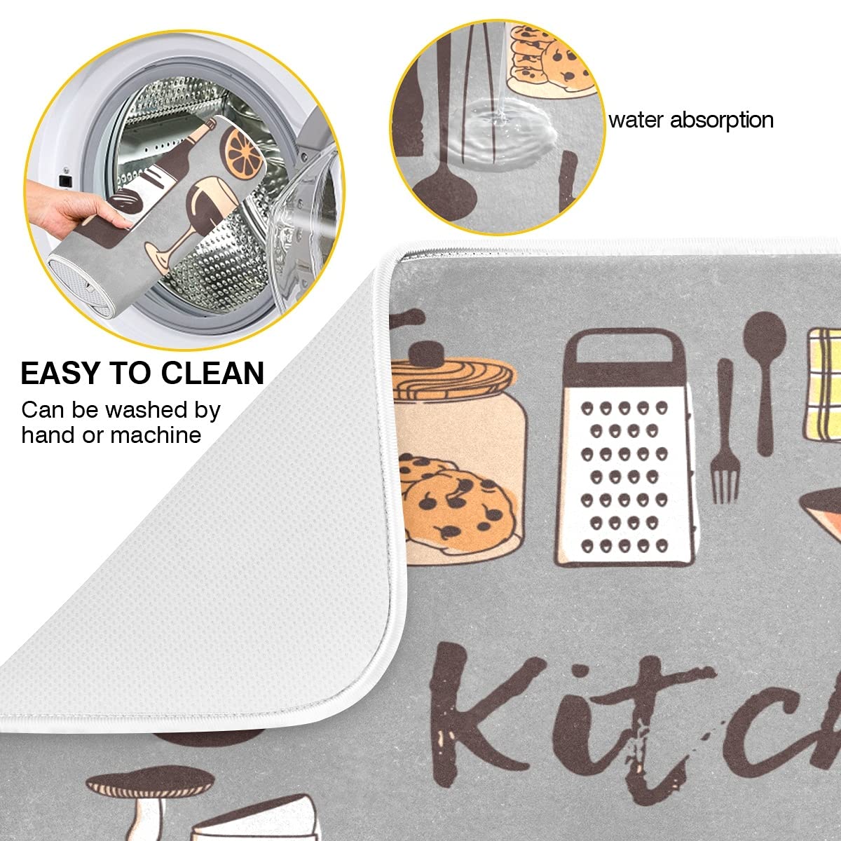 Kitchen Tools Microfiber Dish Drying Mat 18X24 For Kitchen Counter Grey Reversible Dishes Pad Dish Drainer Rack Mats Absorbent F