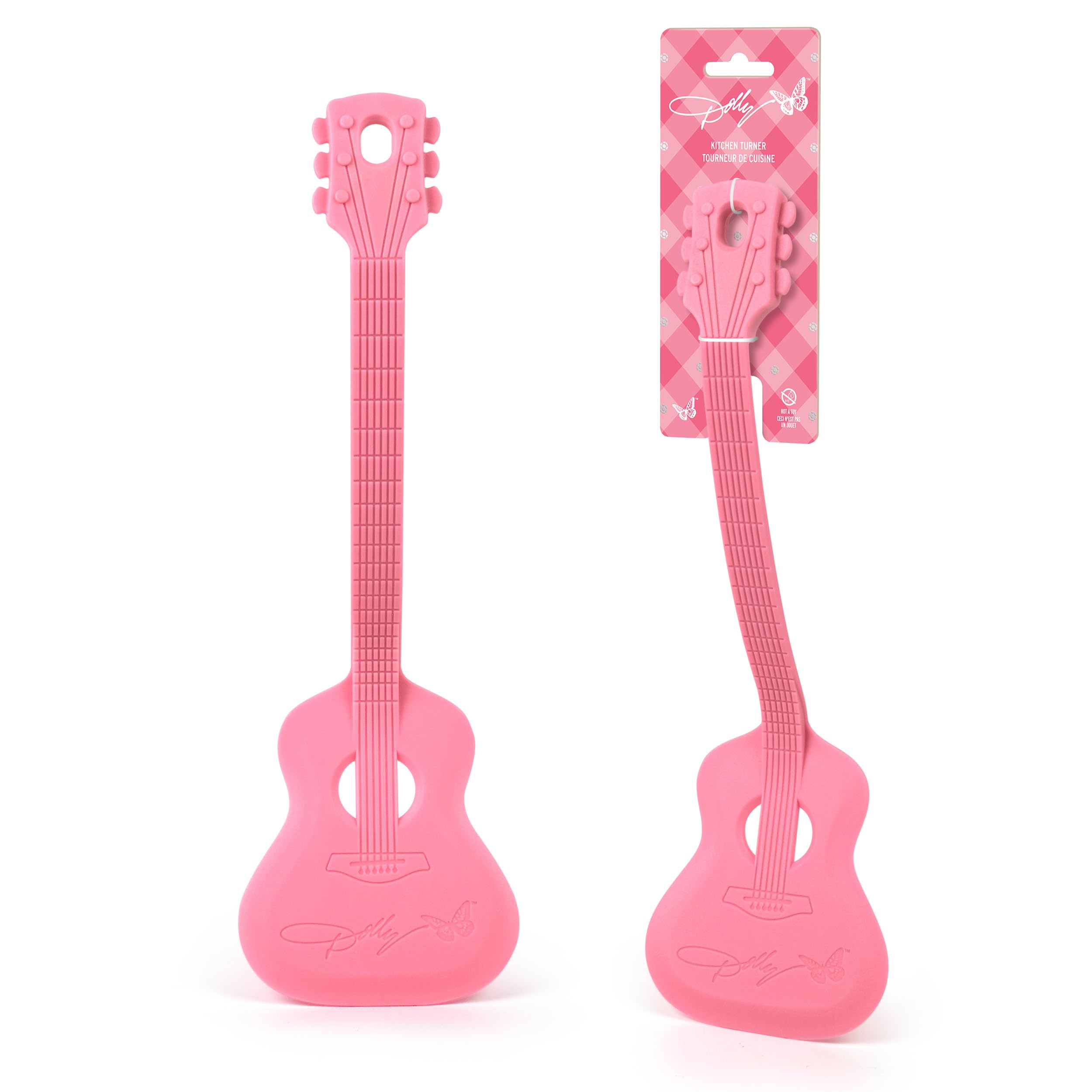 Dolly Parton Pink Guitar Kitchen Turner, Heat Resistant Nylon Spatula, Safe for Cookware, Lightweight Pink Kitchen Tool, Great f