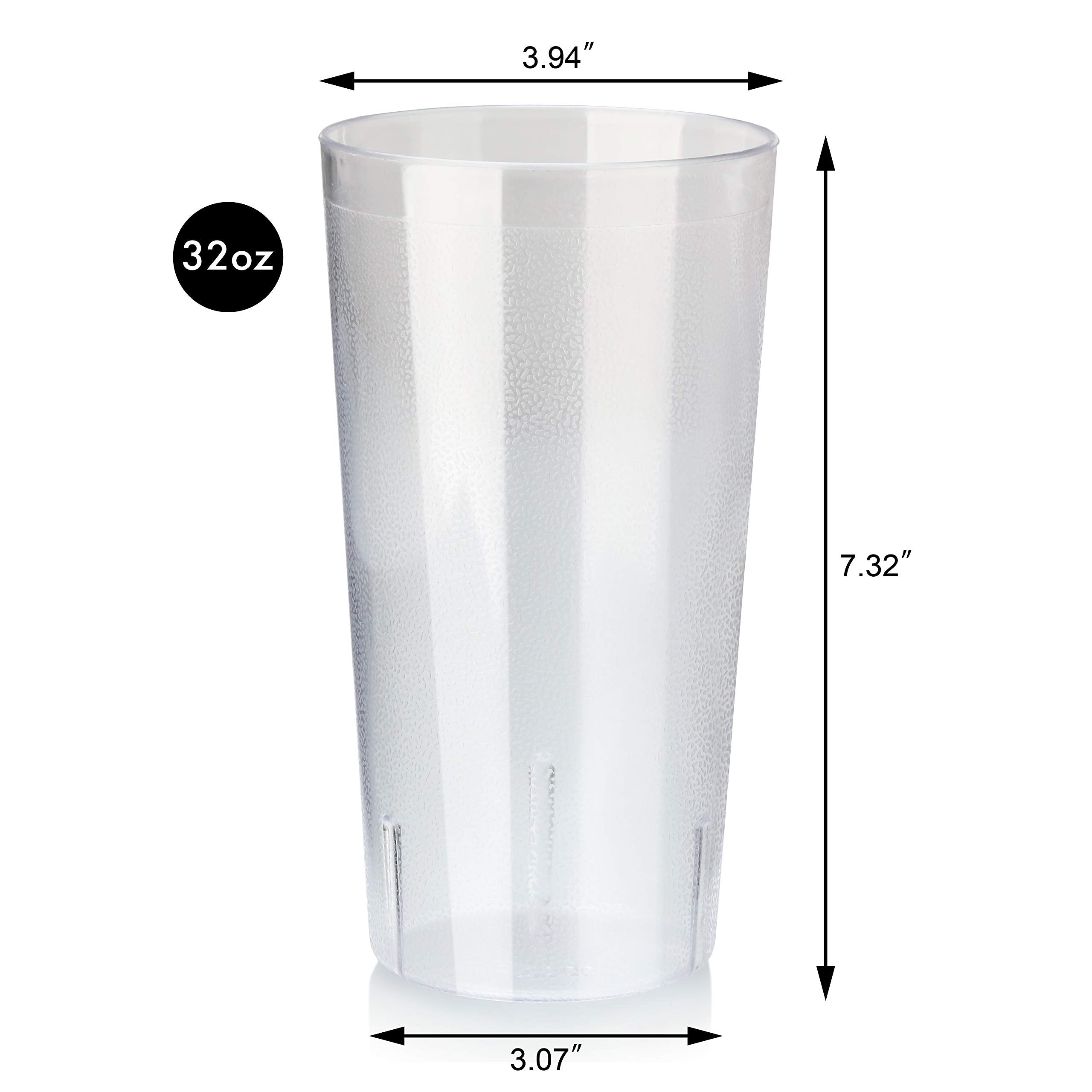 New Star Foodservice 46502 Tumbler Beverage Cups, Restaurant Quality, Plastic, 32 Oz, Clear, Set Of 12