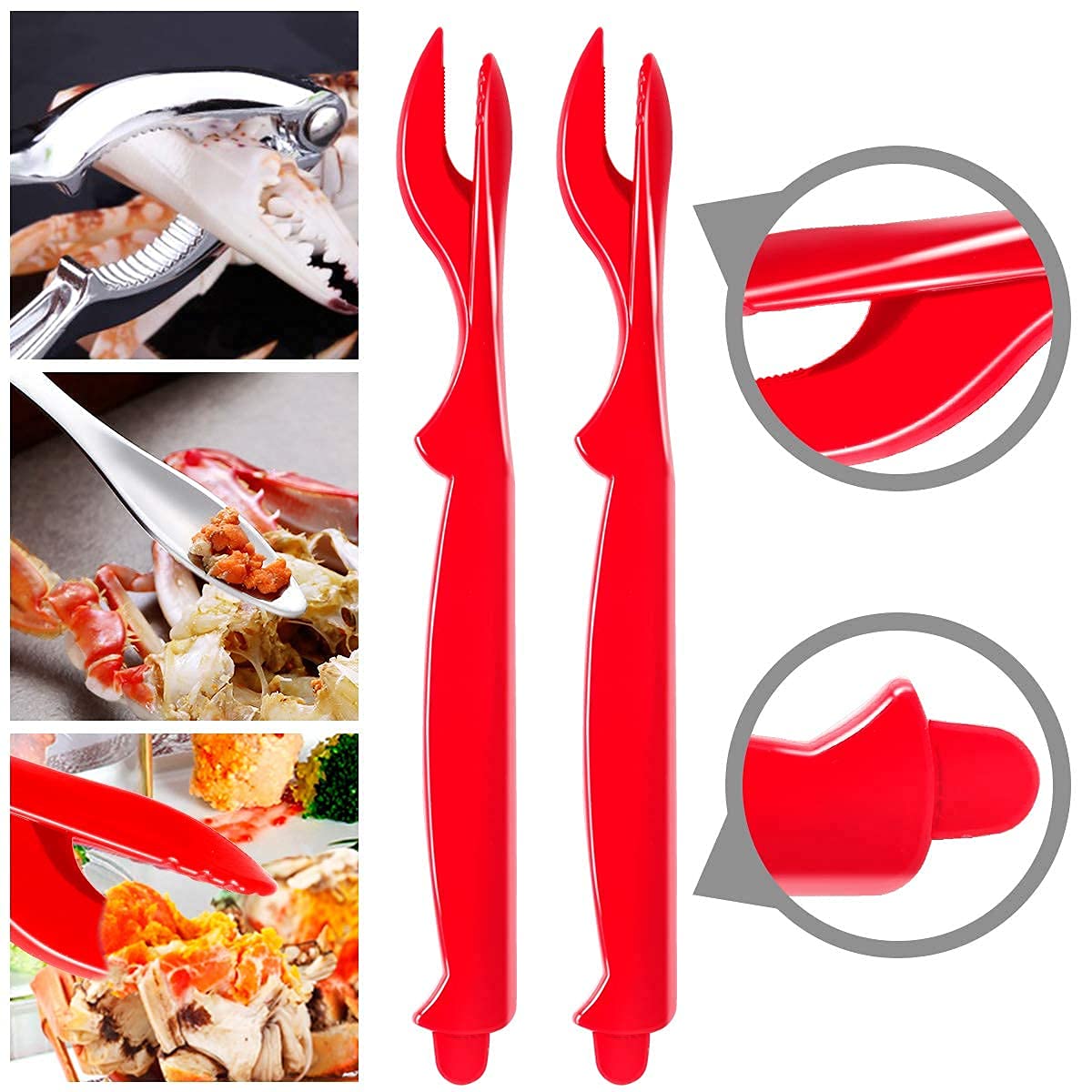 Ygaohf 12 Pcs Professional Crab Leg Crackers And Tools - Includes 3 Crab Crackers, 3 Lobster Shellers, 3 Crab Leg Forks/Picks, 3