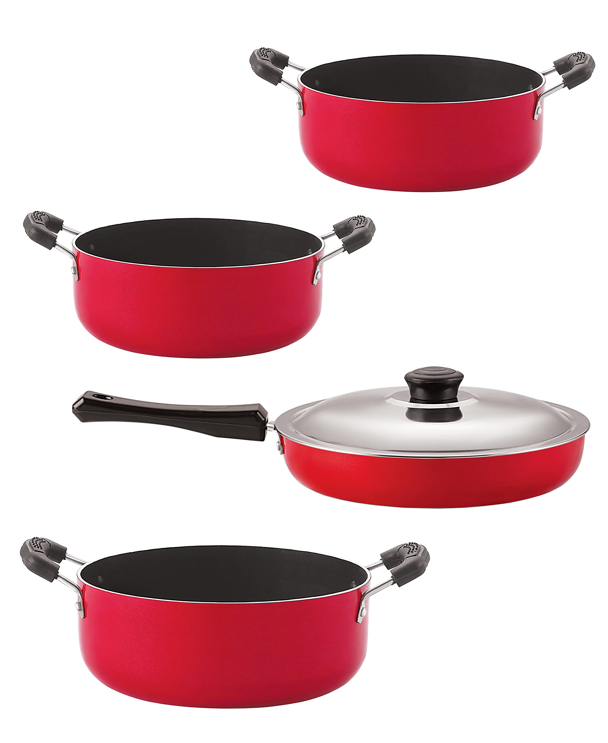 Nirlon Kitchen Accessories For Cooking Non Stick Aluminium Cookware Set Of 4 Pieces (Fp10_Cs22_Cs26_Cs24)