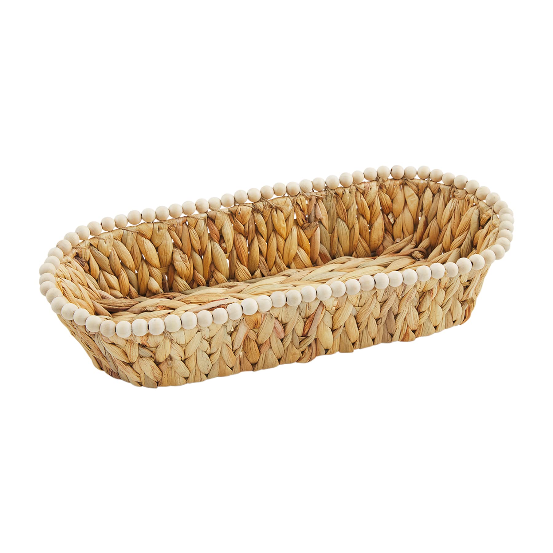 Mud Pie Beaded Hyacinth Nested Basket Set, Beaded, Small 5'' X 12 1/2'' | Large 6 1/2'' X 16 1/2''