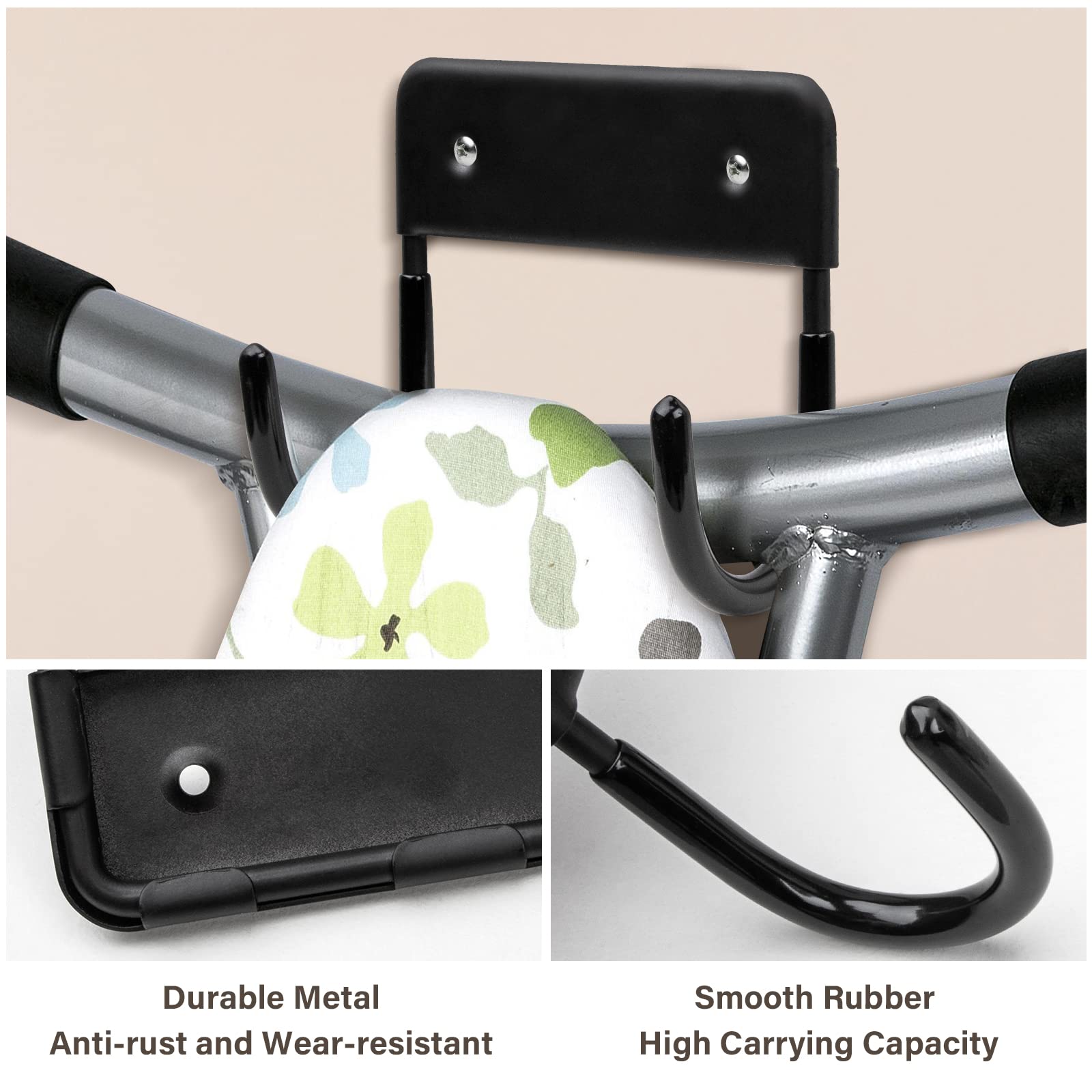 Alpinista Ironing Board Hanger Iron Board Wall Mount For Laundry Rooms, Black