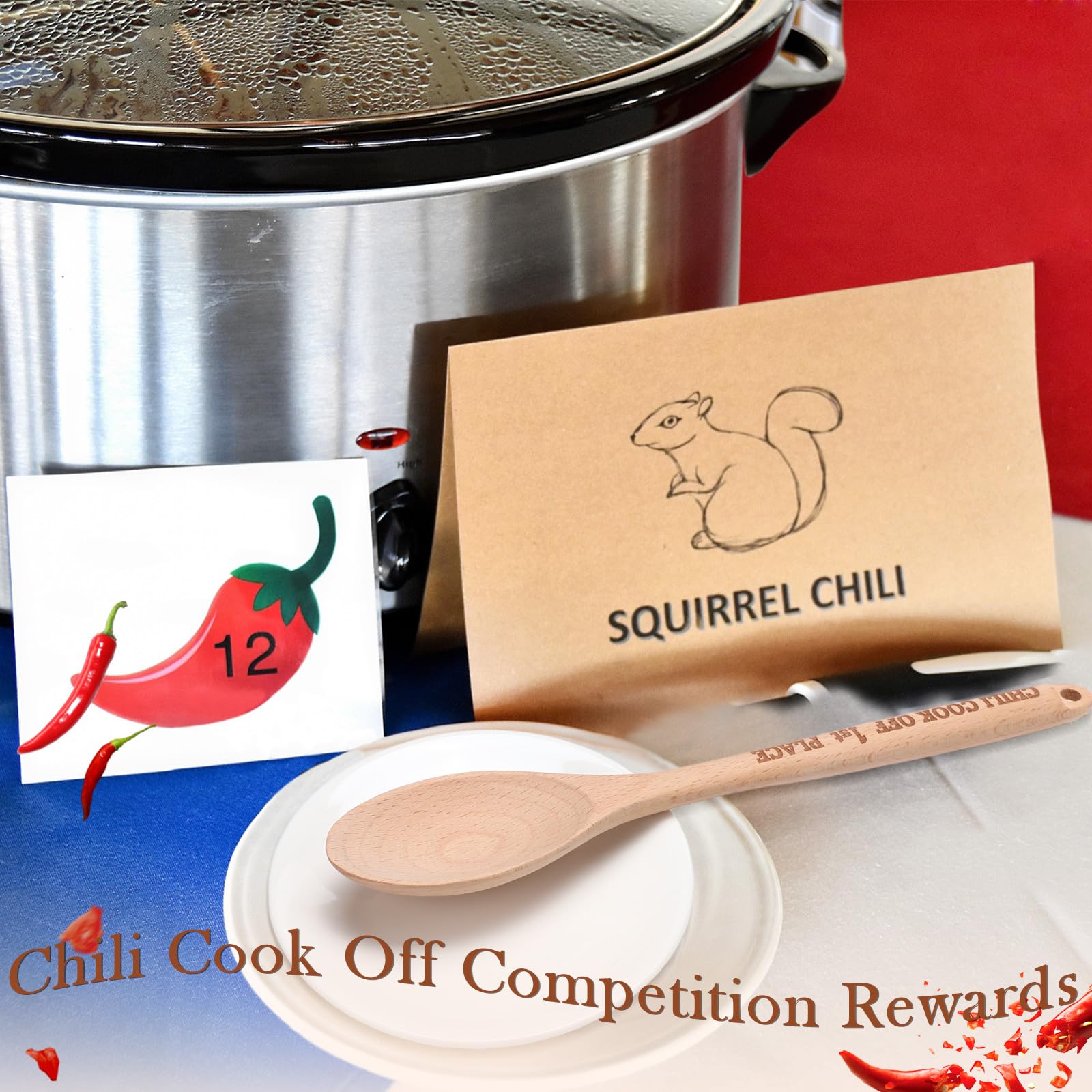 Soaoo Chili Cook Off Trophy Wooden Spoon 3 Pcs Chili Engraved Cooking Spoon Serving Spoon Chili Contest Wood Spoon Prize For 1St