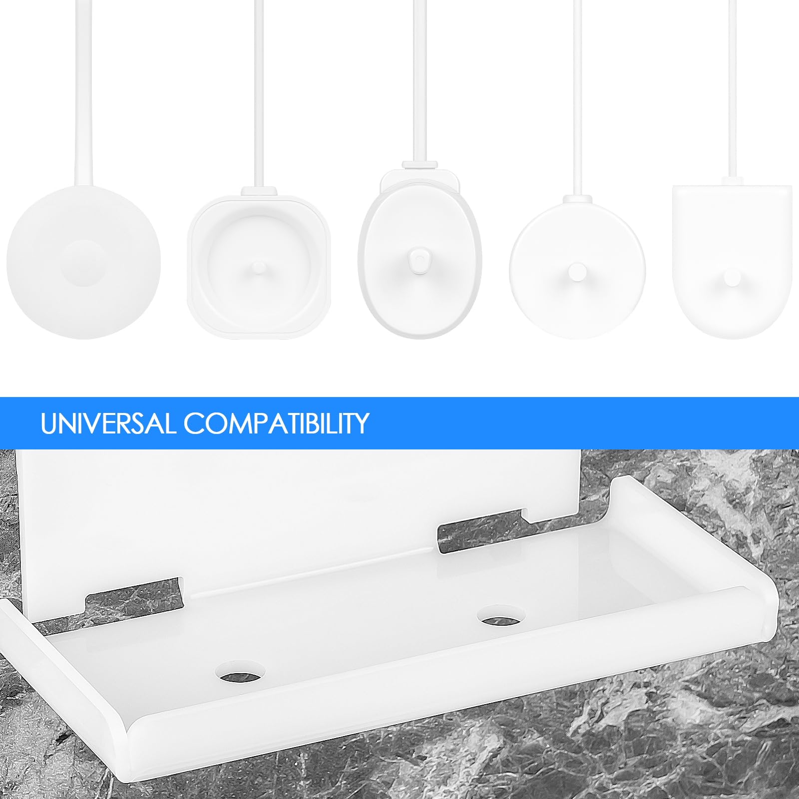 2Pack Electric Toothbrush Holder Wall Mounted, Electric Toothbrush Cord Organizer Holds 2 Chargers, Self Adhesive Electric Tooth