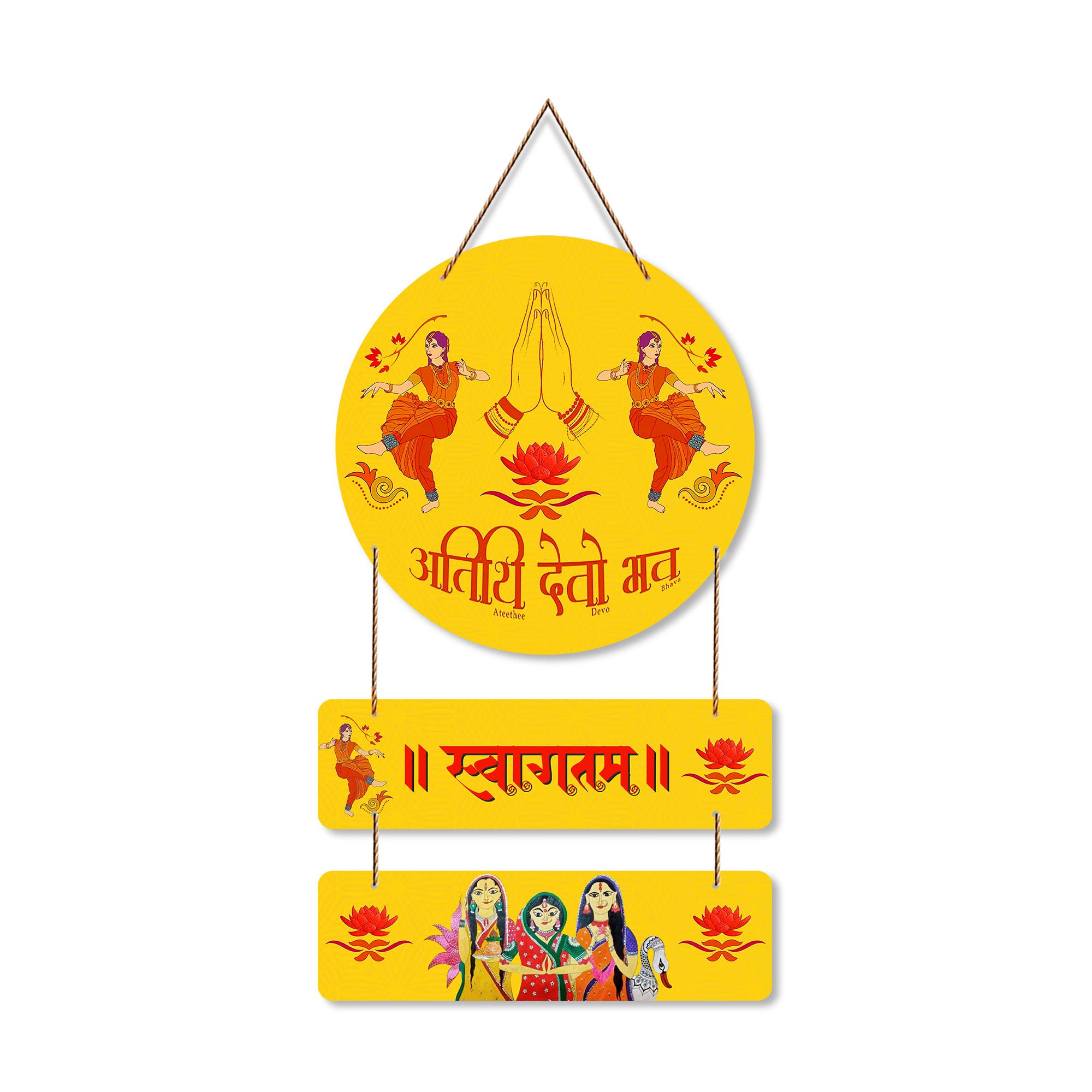 Artvibes Welcome Quote Wooden Wall Hanger | Gifts | Bedroom | Decoration Items for Home | Mdf Wall Decoration for Living Room | 