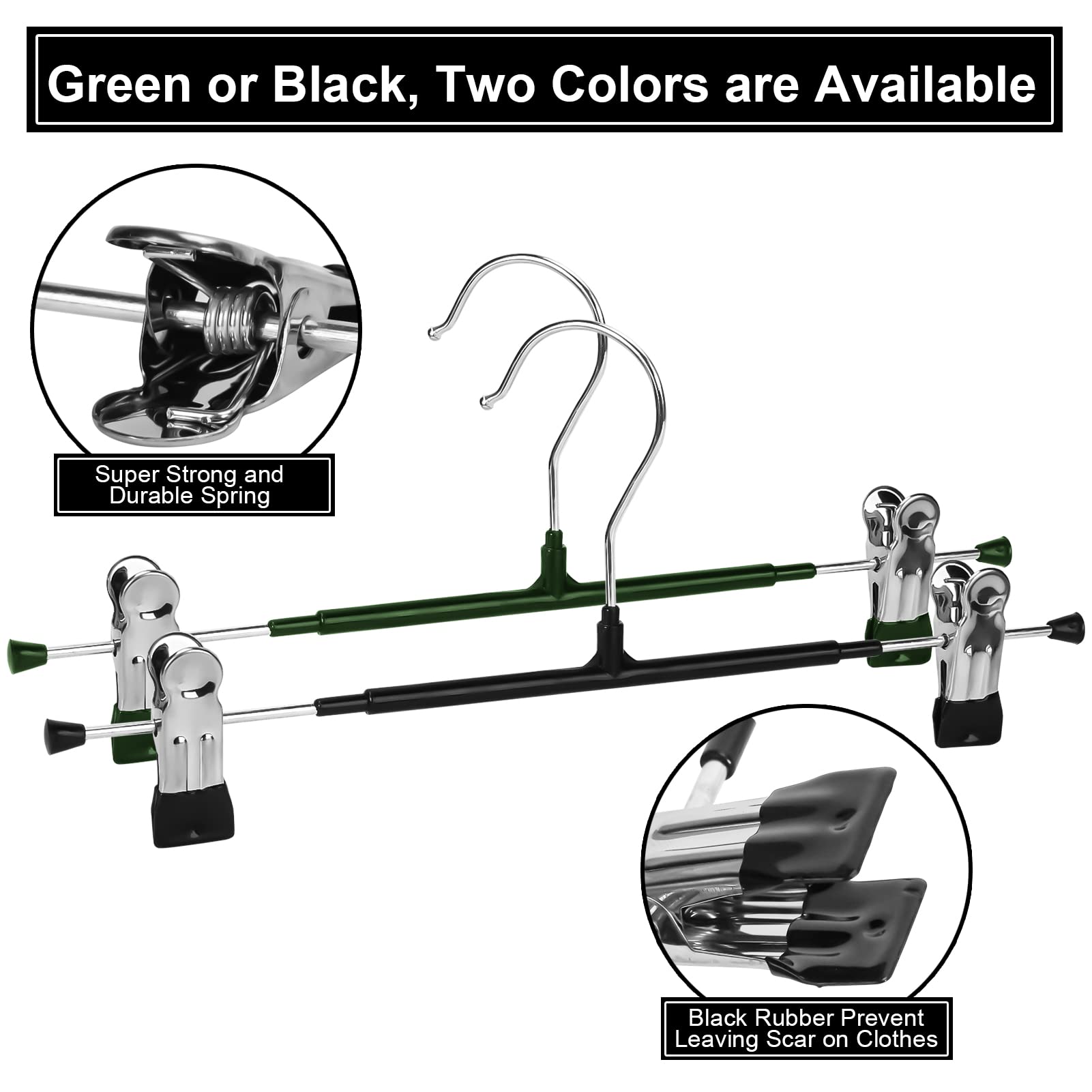 30 Pack Pant Hangers With Clips - Pozean Skirt Hanger With Adjustable Clips, Clip Hangers Space Saving For Pants, Skirts, Jeans,