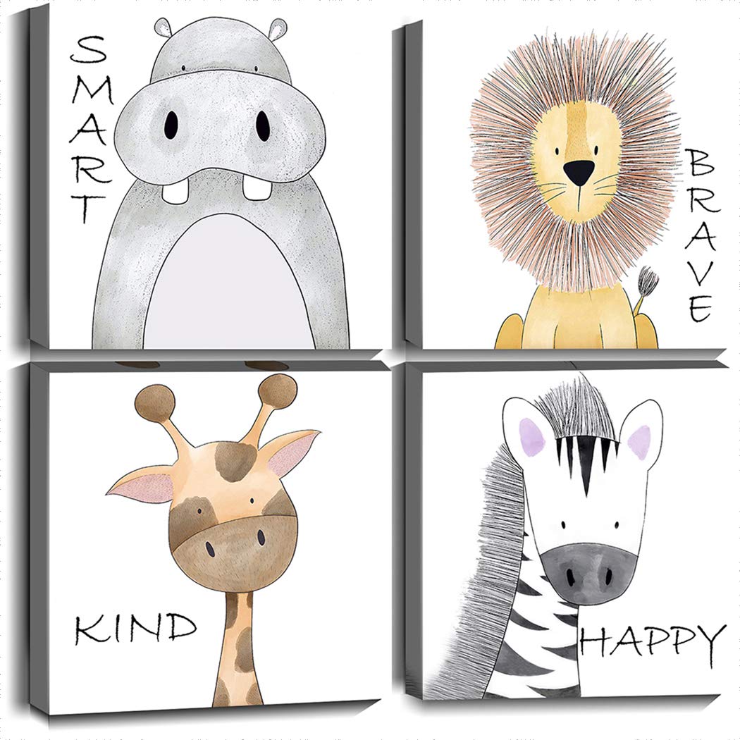 Oreichar Art Kids Wall Art Motivational Quote Painting Picture Safari Animals Canvas Print For Toddler Children'S Room Bedroom N