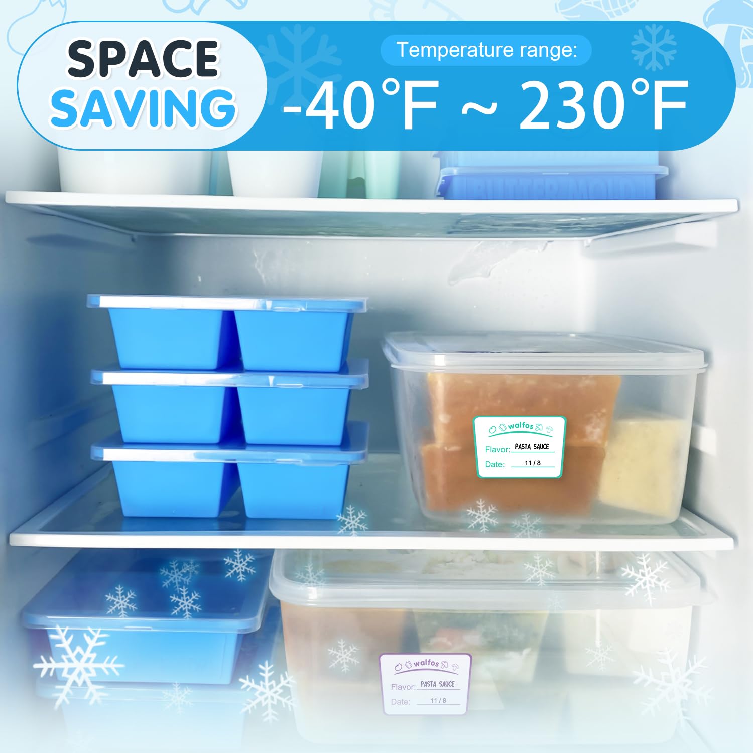 Walfos Silicone Soup Freezer Container, 1-Cup Cube Tray with Lid, 3 Pcs, Ideal for Freezing Soup, Broth, and Sauce